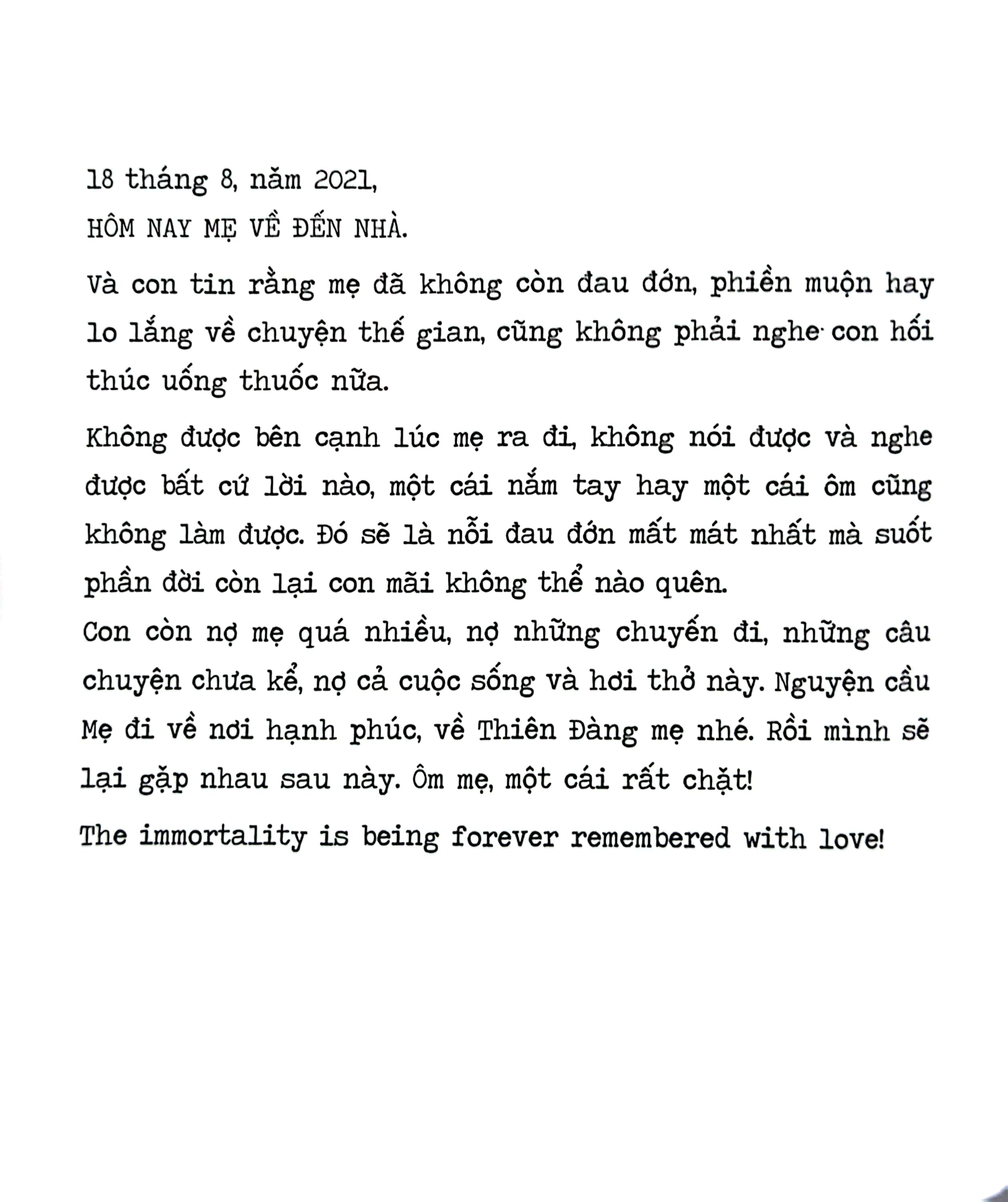 sống thay phần mẹ