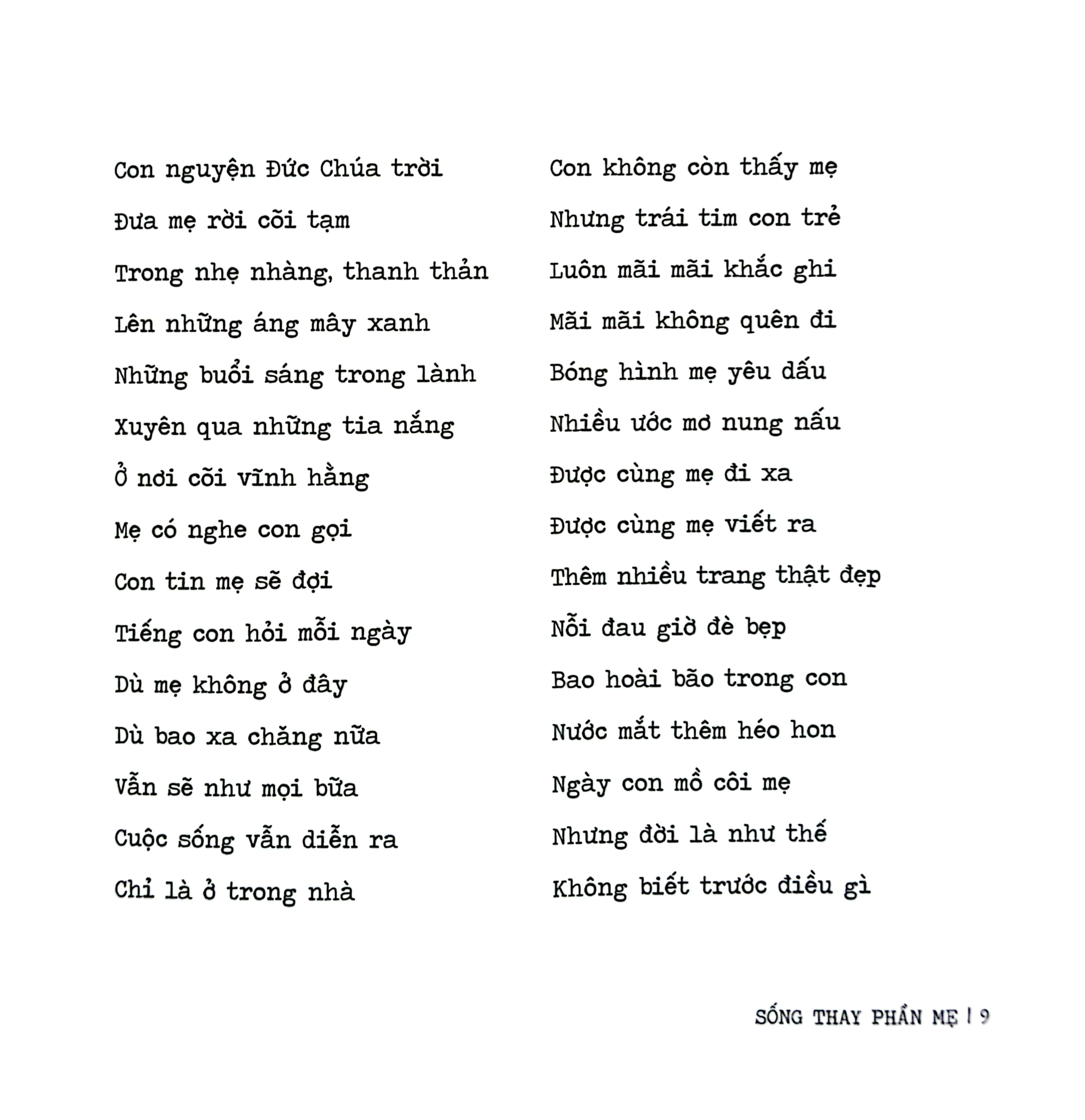 sống thay phần mẹ