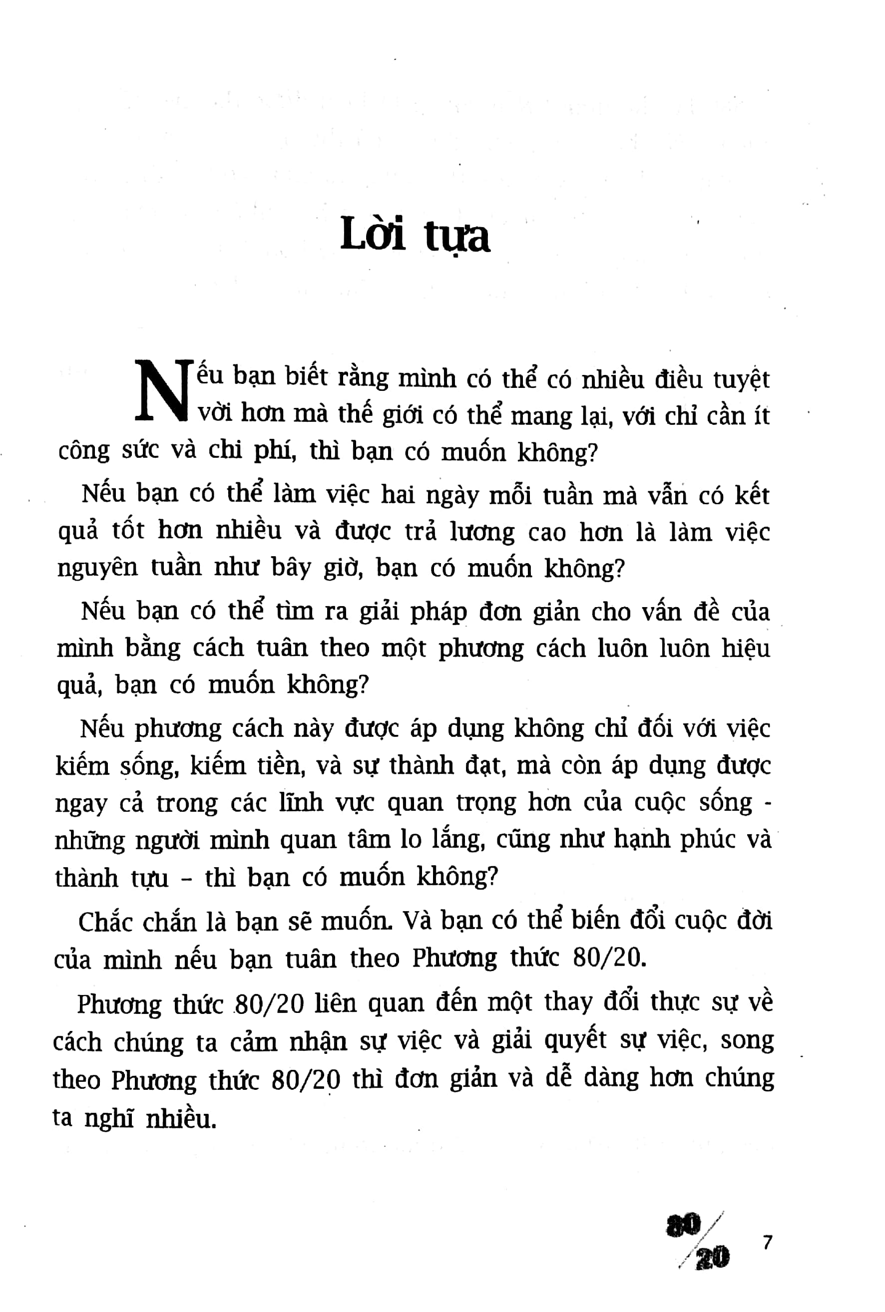 sống theo phương thức 80/20: bớt công việc, bớt ưu phiền, thêm thành công, thêm niềm vui sống