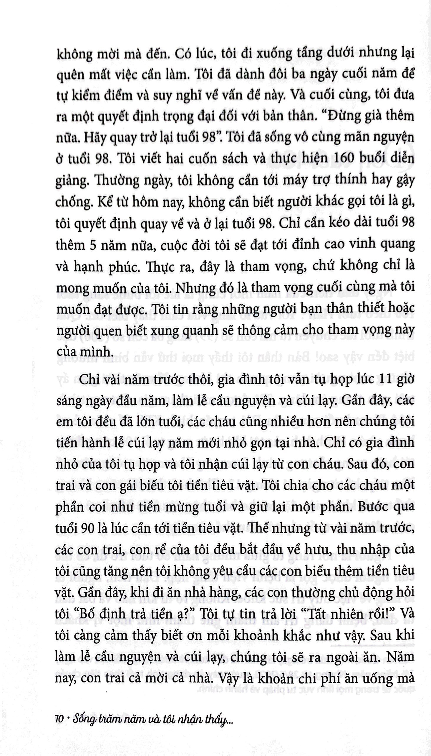 sống trăm năm và tôi nhận thấy…