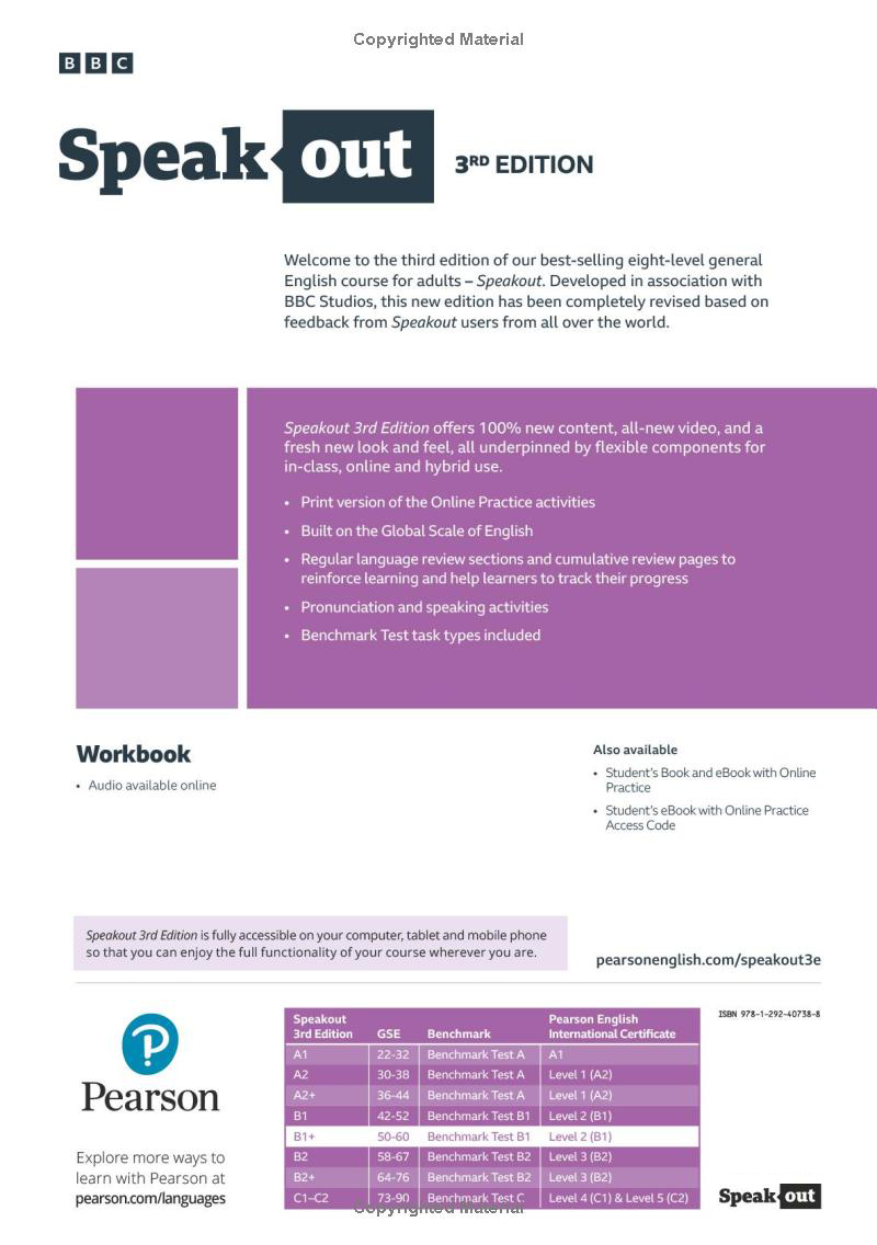 speakout b1+ - workbook with key (3rd edition)