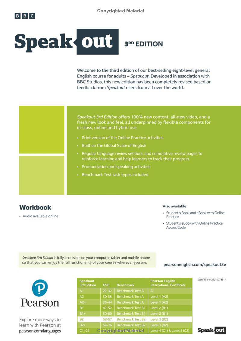 speakout b2 - workbook with key (3rd edition)