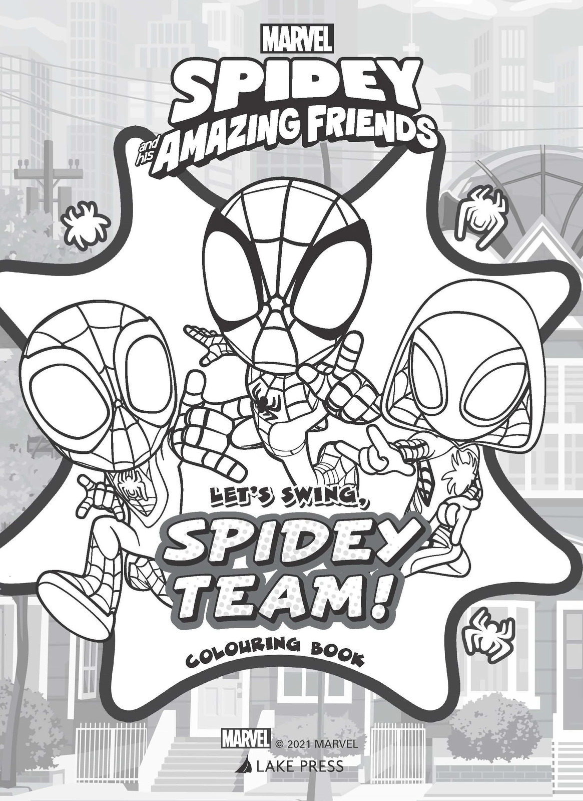 spidey and his amazing friends - let's swing, spidey team! colouring book