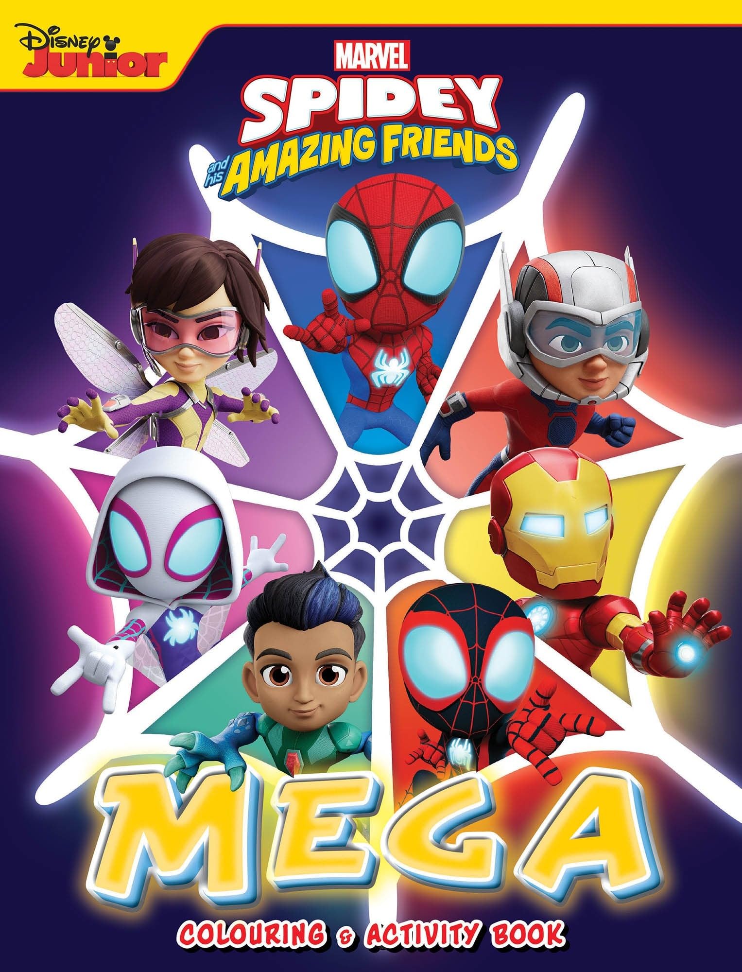 spidey and his amazing friends - mega colouring book - glow webs glow
