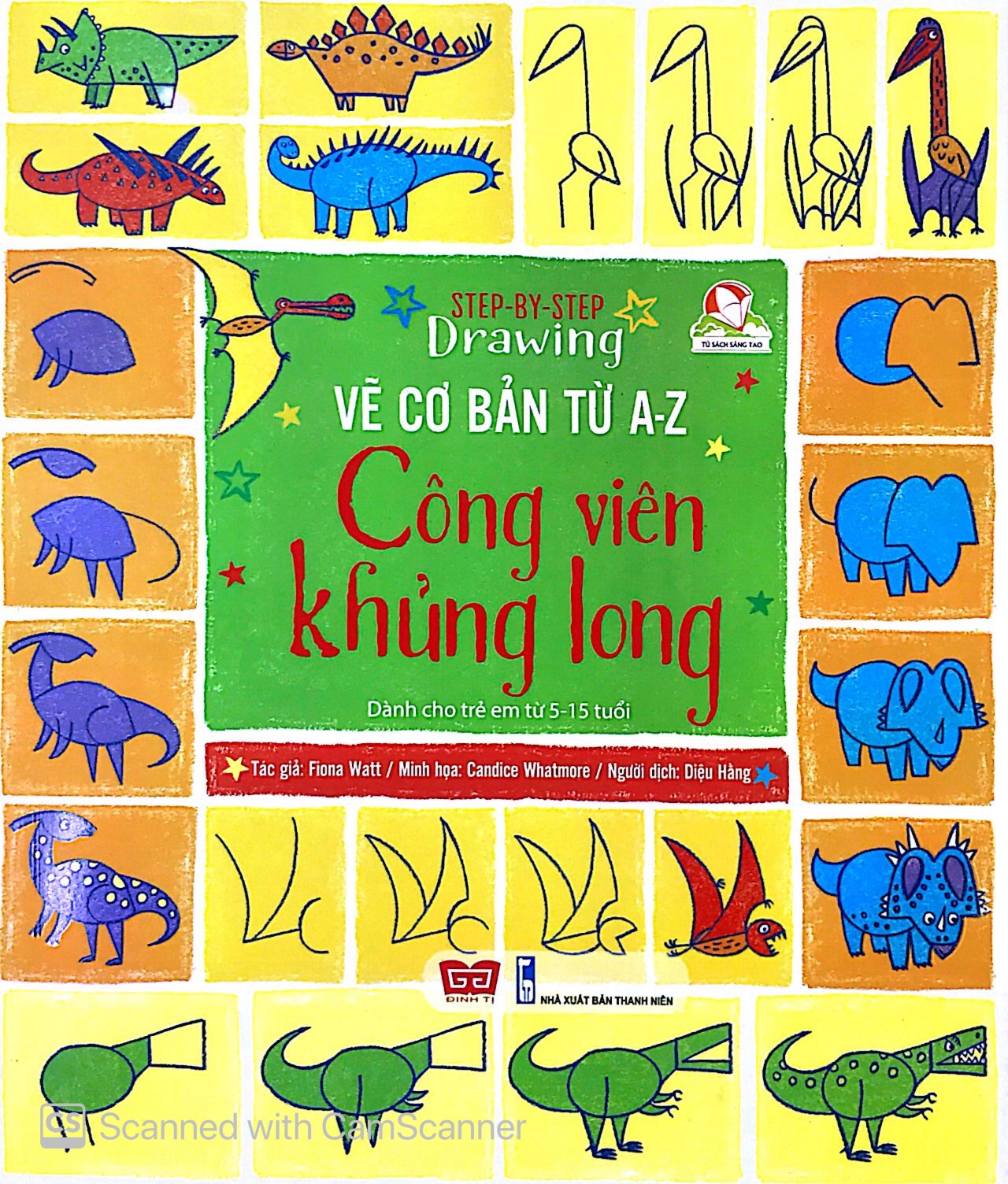 step by step drawing - vẽ cơ bản từ a-z - công viên khủng long