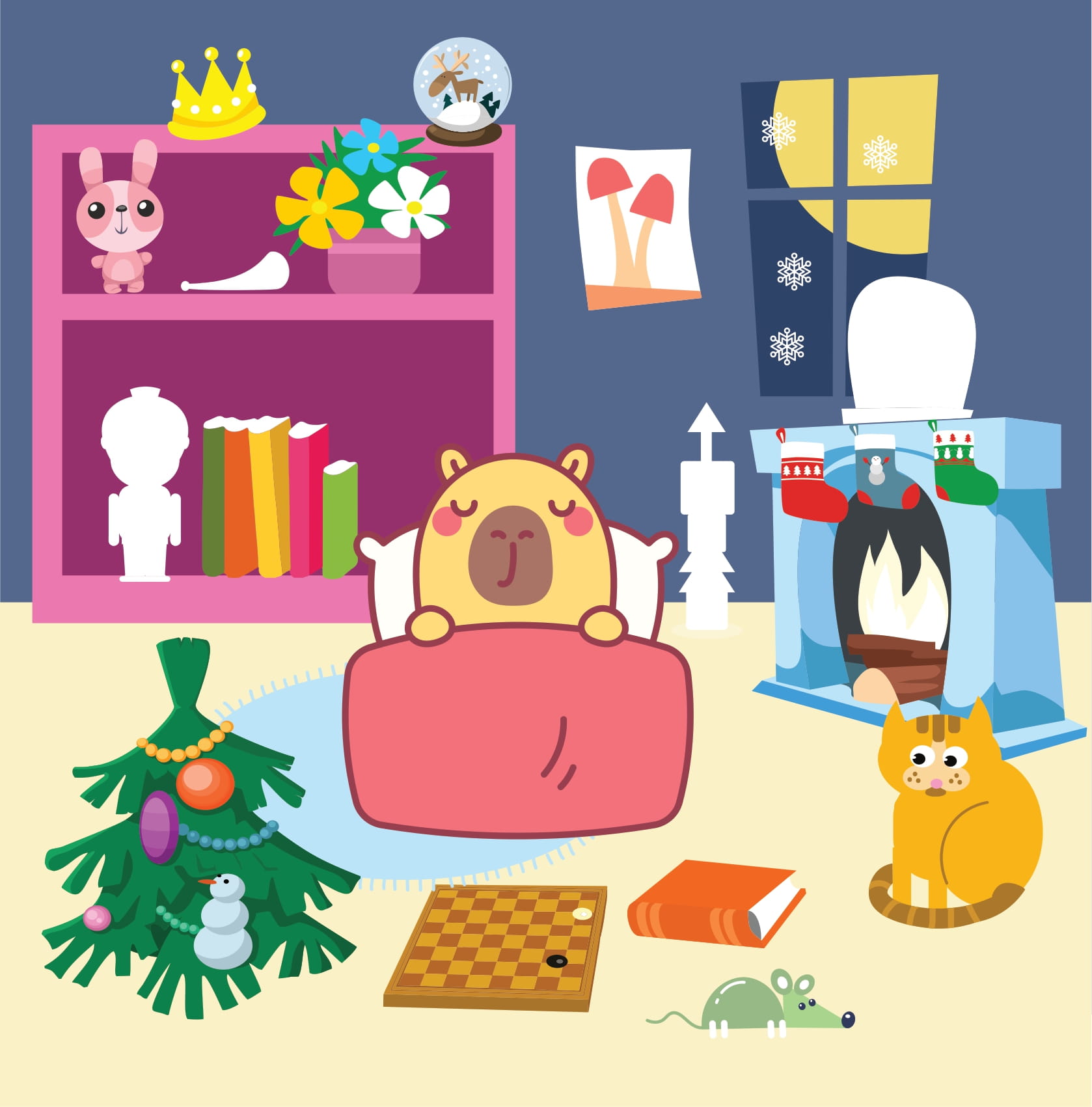 Sticker Capybara - Tìm Vật Ẩn Giấu - NgườI Bạn Tuyết