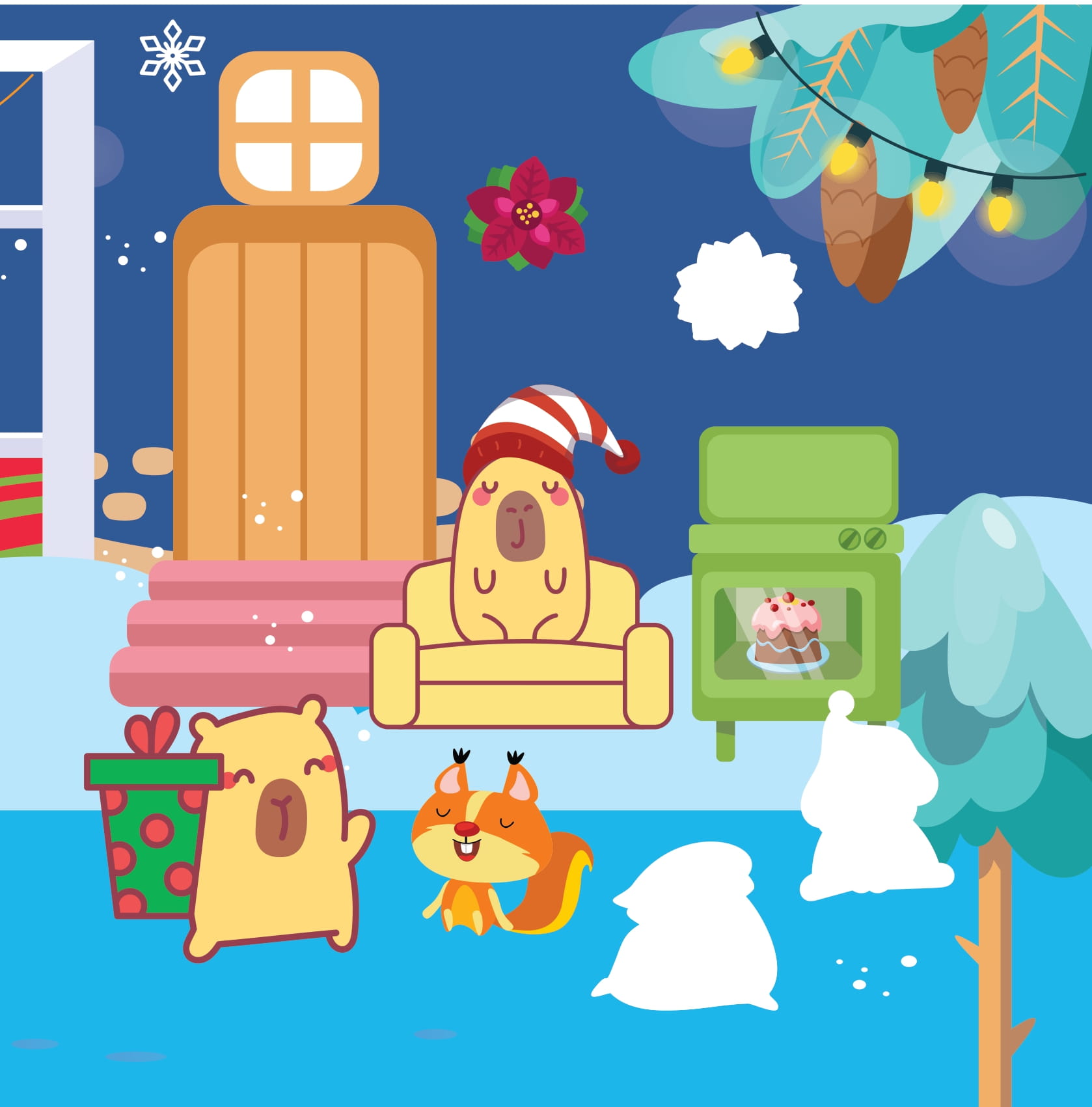 Sticker Capybara - Tìm Vật Ẩn Giấu - NgườI Bạn Tuyết