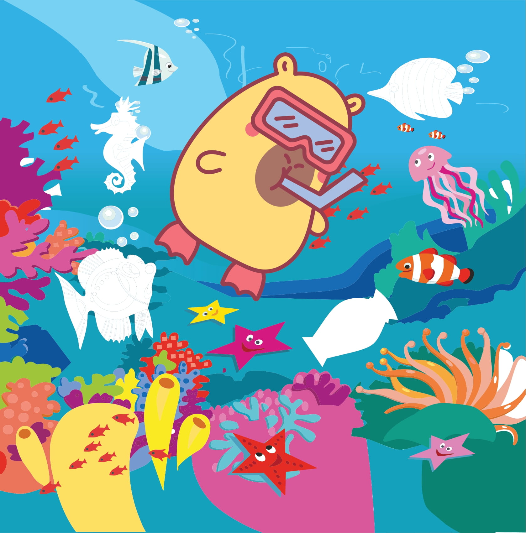 Sticker Capybara - Tìm Vật Ẩn Giấu - Thế GiớI Đại Dương