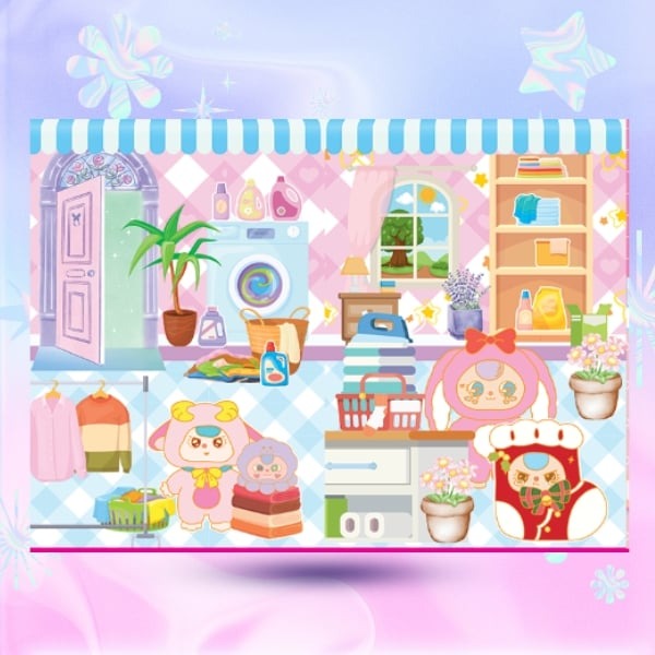 sticker chơi sáng tạo học thông minh - trò chơi đồ hàng baby three - chăm việc nhà