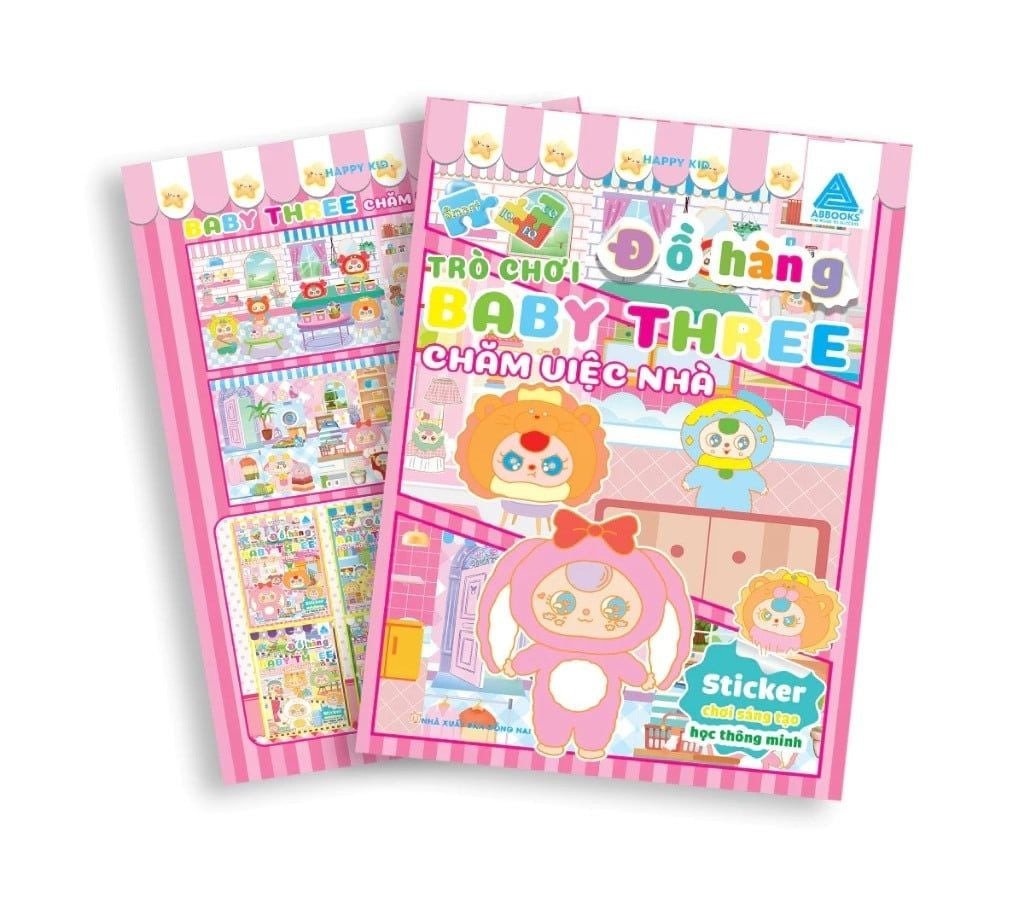 sticker chơi sáng tạo học thông minh - trò chơi đồ hàng baby three - chăm việc nhà