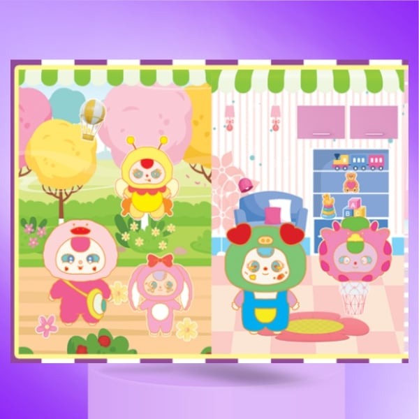 sticker chơi sáng tạo học thông minh - trò chơi đồ hàng baby three - ngày cuối tuần