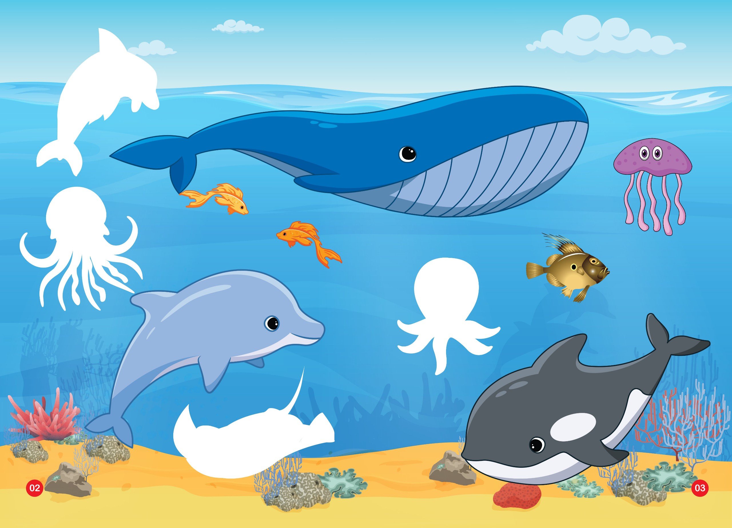 sticker dán hình thông minh - thế giới động vật - đại dương huyền bí