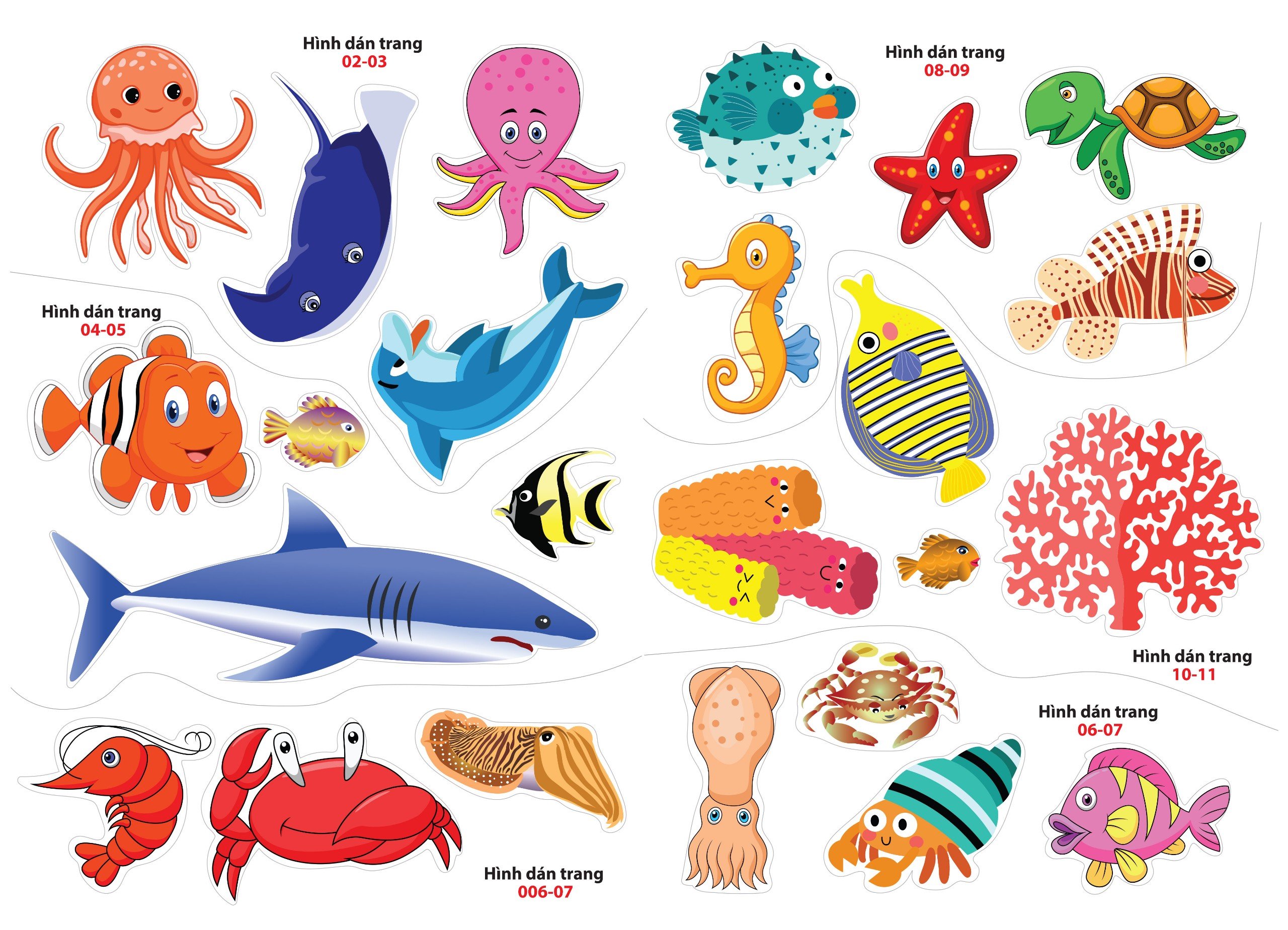 sticker dán hình thông minh - thế giới động vật - đại dương huyền bí