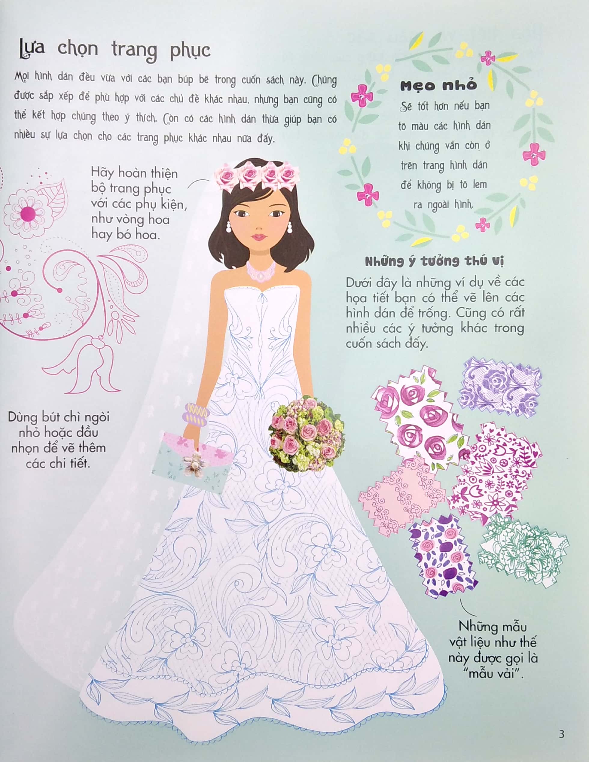 sticker dolly dressing - dán hình sáng tạo trang phục búp bê - chiếc váy cưới mơ ước