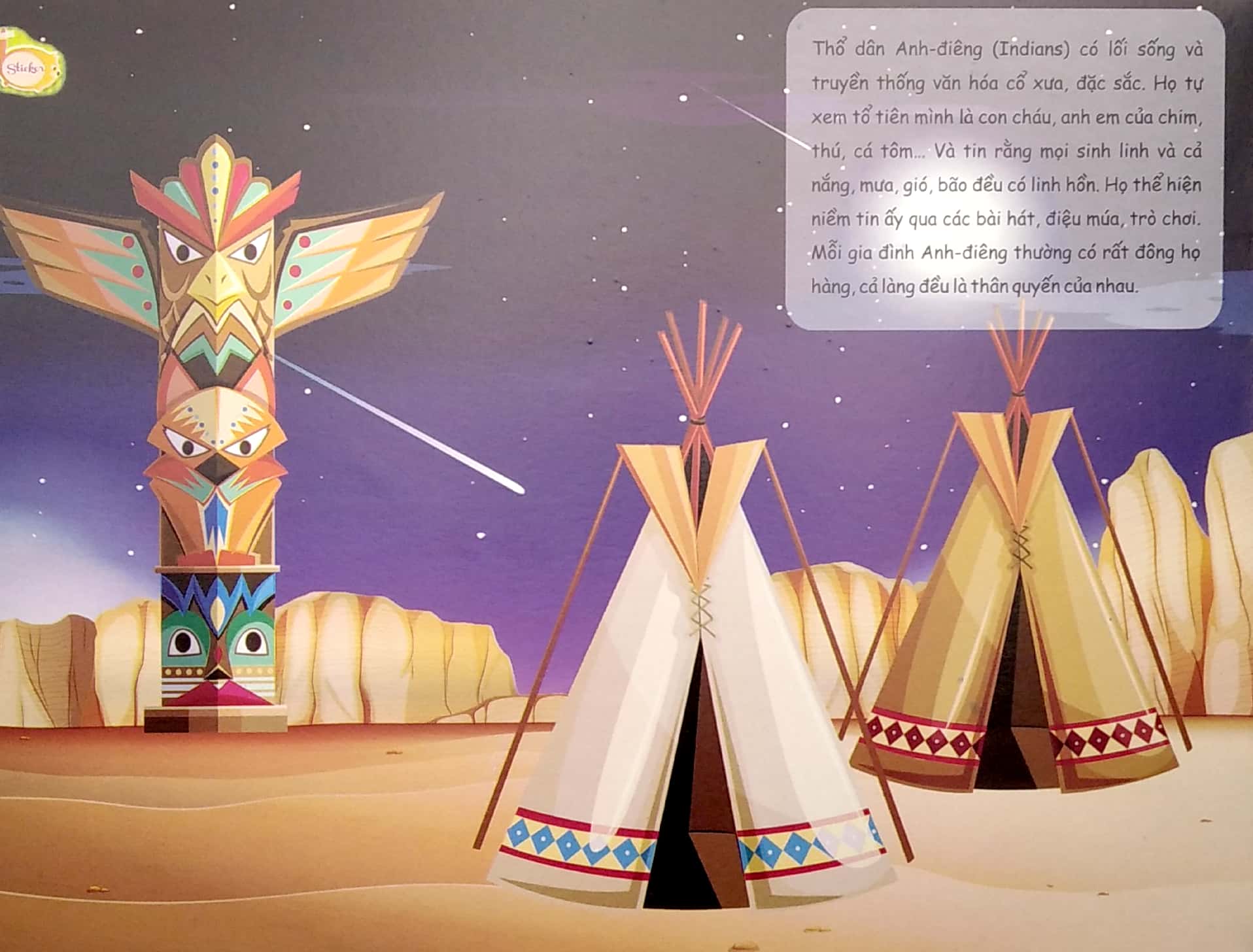 sticker khám phá thế giới - người mỹ bản địa ở hoa kỳ