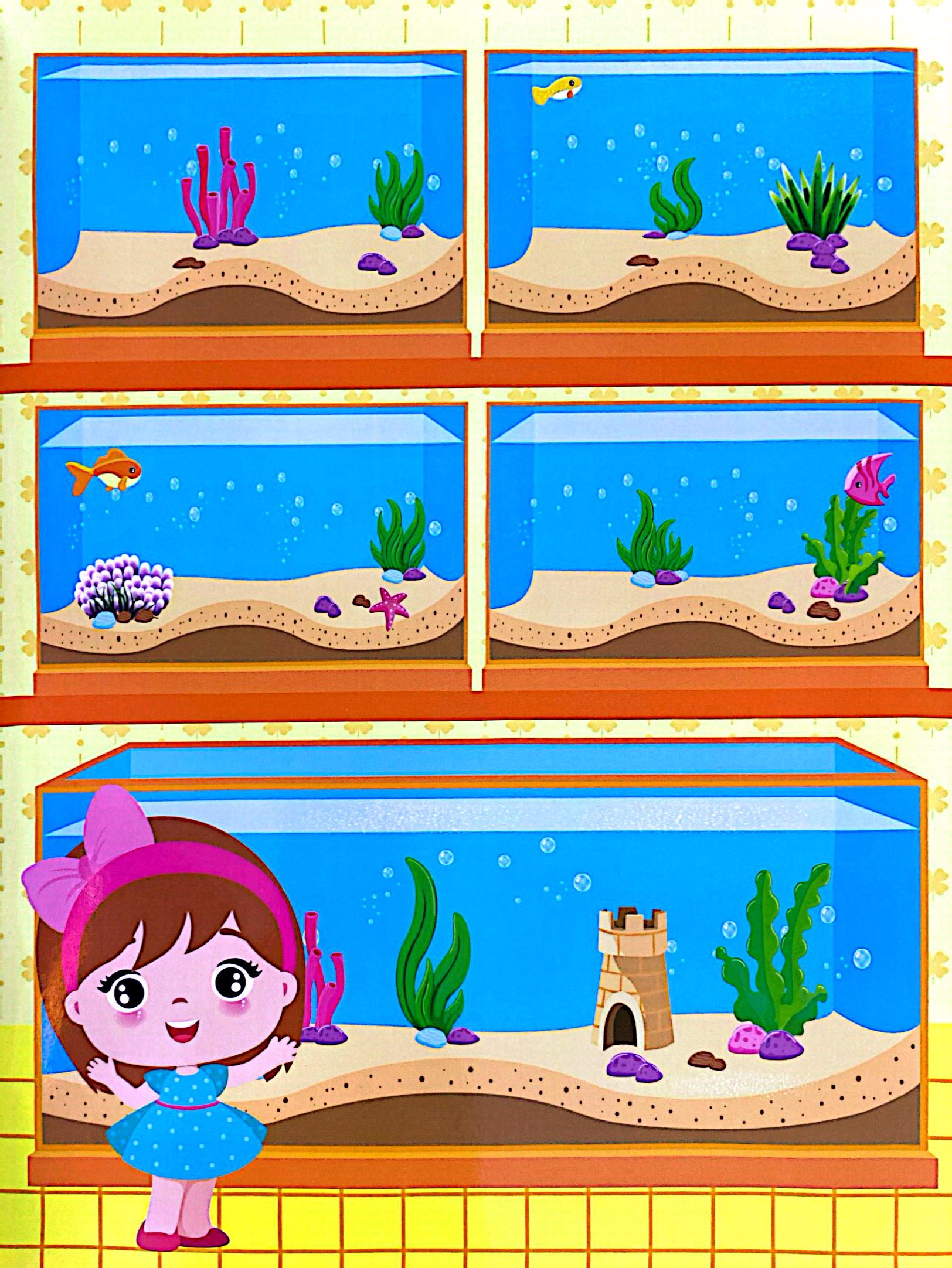 sticker trò chơi đồ hàng - bé đi thủy cung (sách dán hình siêu vui nhộn)