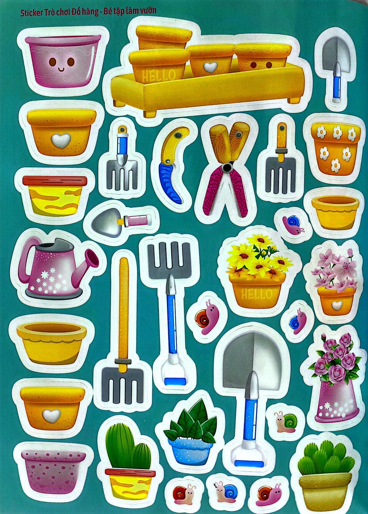 sticker trò chơi đồ hàng - bé tập làm vườn (sách dán hình siêu vui nhộn)