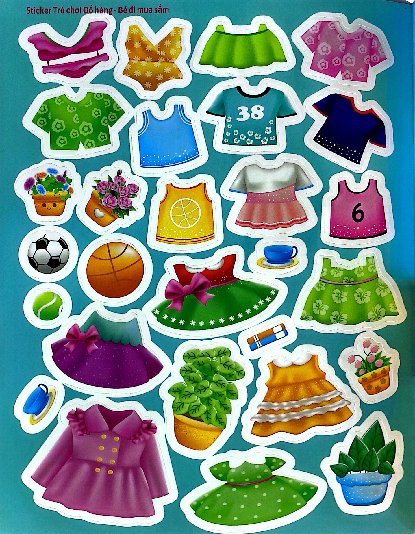 sticker trò chơi đồ hàng - dán hình siêu vui nhộn - bé đi mua sắm