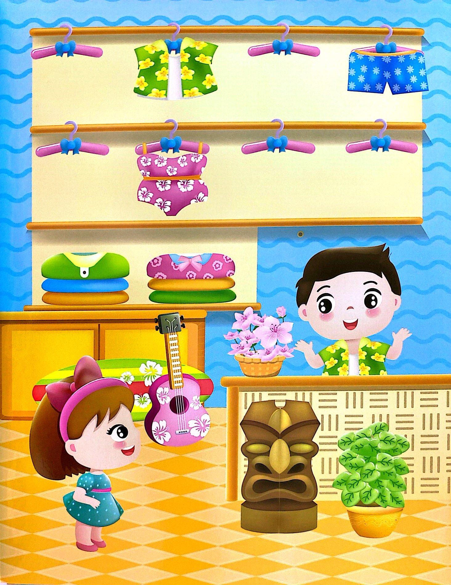 sticker trò chơi đồ hàng - dán hình siêu vui nhộn - bé đi mua sắm