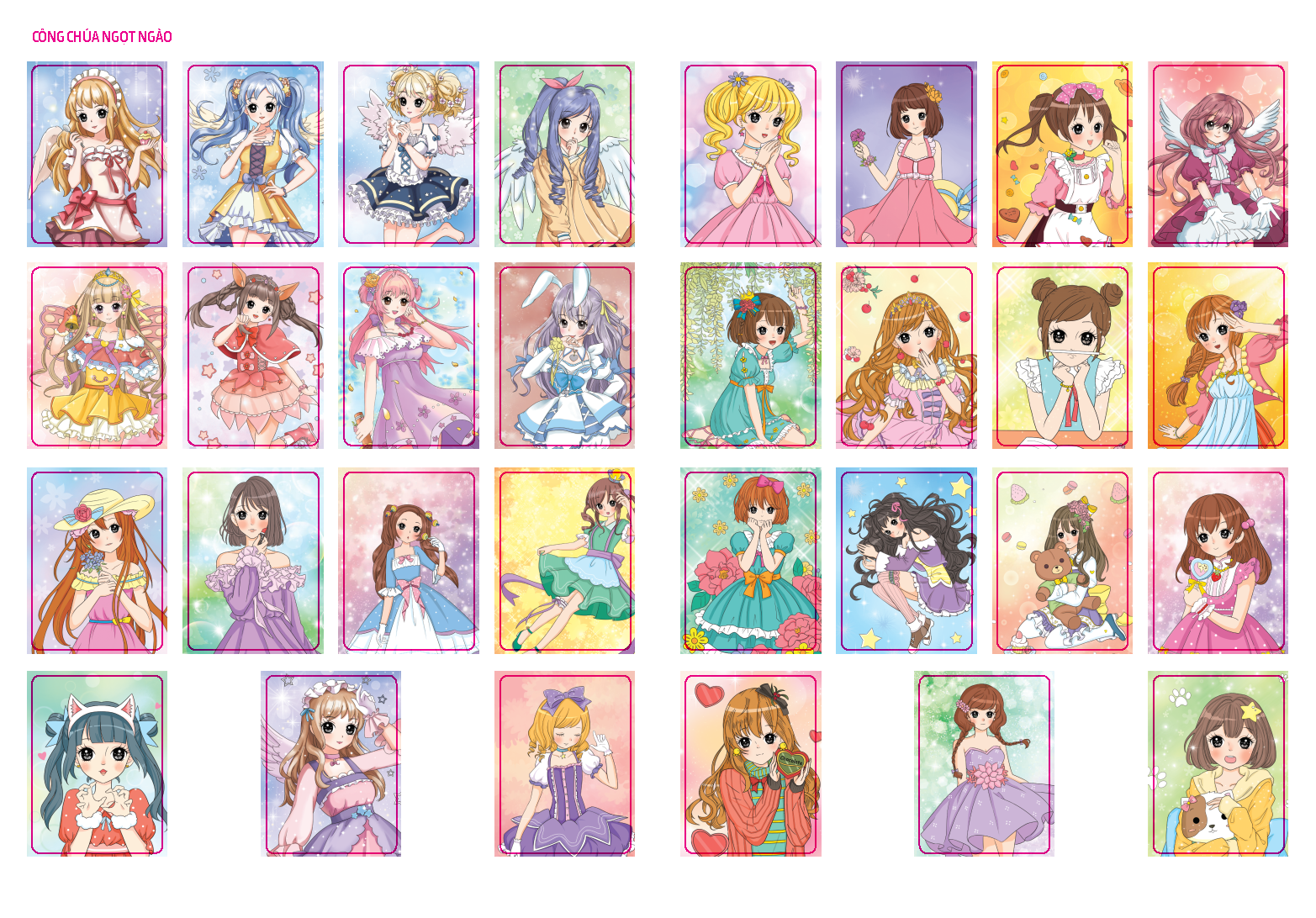 sticker và tô màu công chúa - công chúa ngọt ngào (30 tranh tô màu)