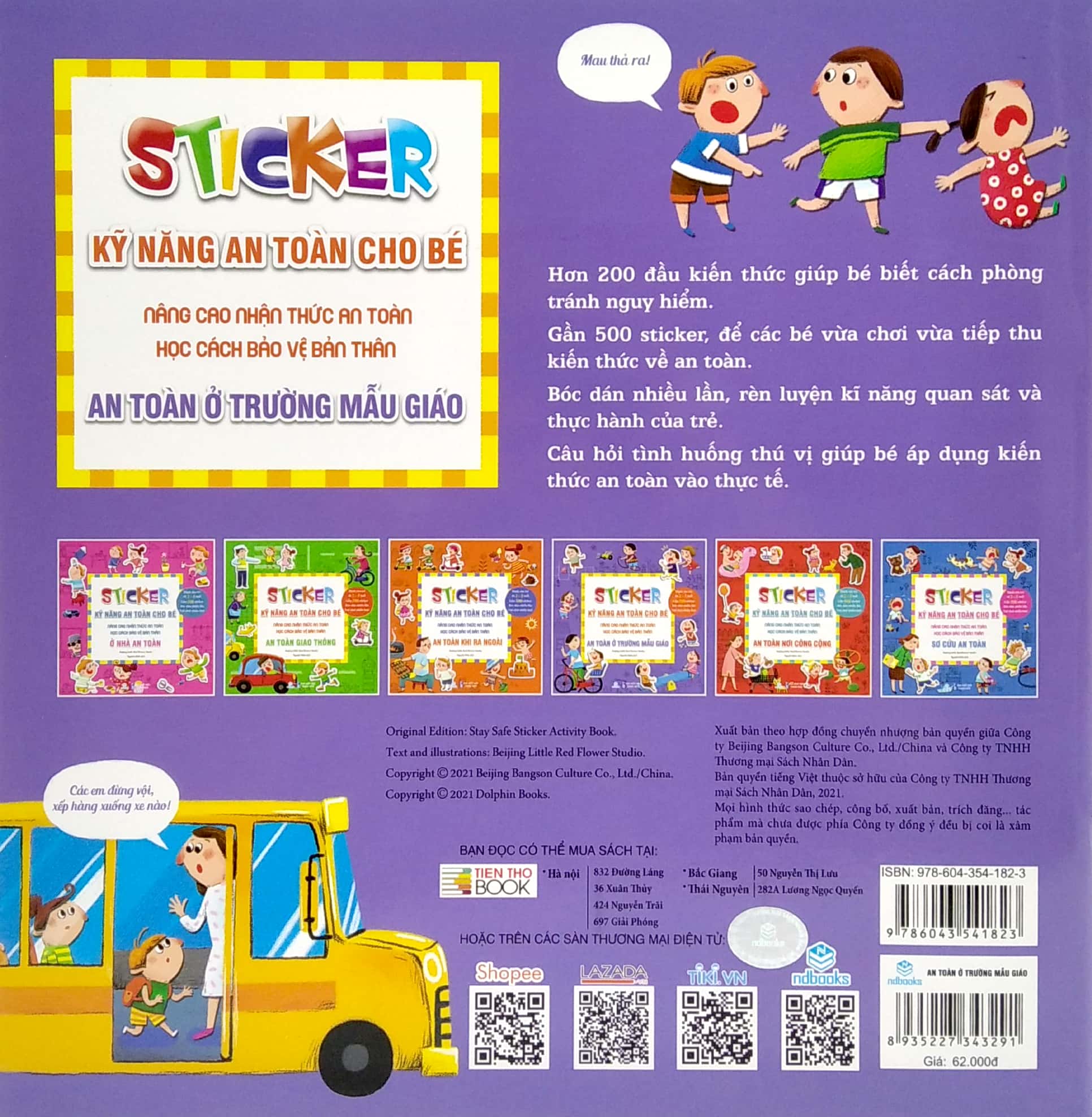 stickers kỹ năng an toàn cho bé - an toàn ở trường mẫu giáo