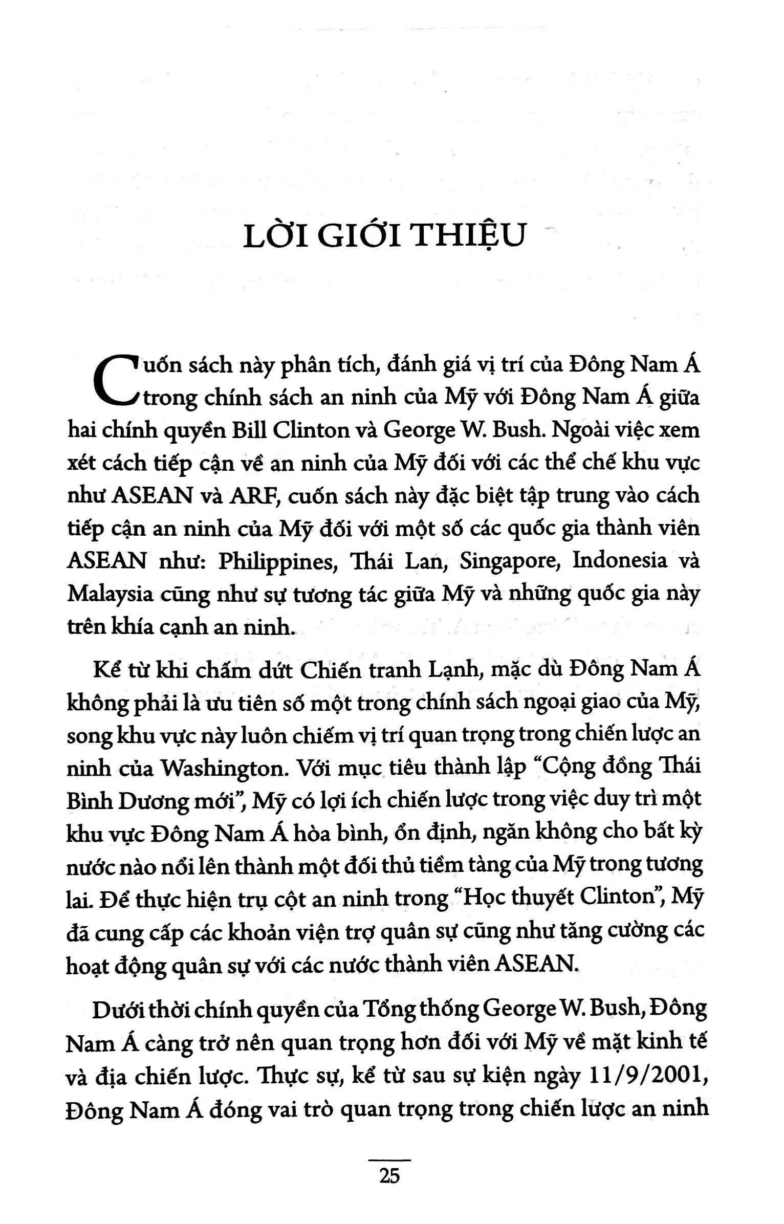 sự can dự an ninh của mỹ với đông nam á dưới thời chính quyền bill clinton và george w.bush