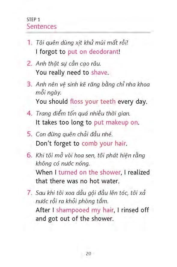 sử dụng tiếng anh trong sinh hoạt thường ngày từ sáng đến tối