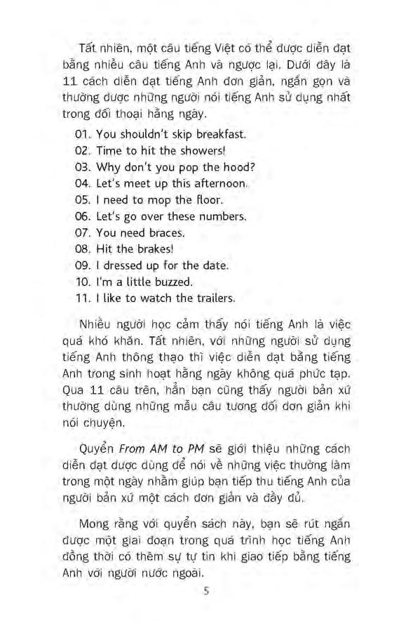 sử dụng tiếng anh trong sinh hoạt thường ngày từ sáng đến tối