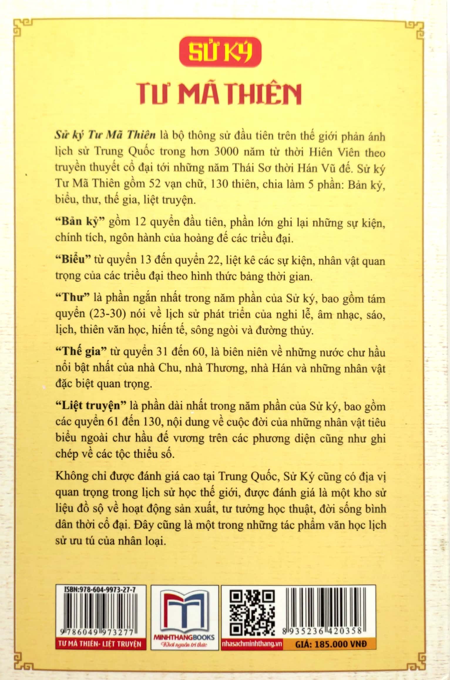 sử ký tư mã thiên - liệt truyện (quyển thượng)