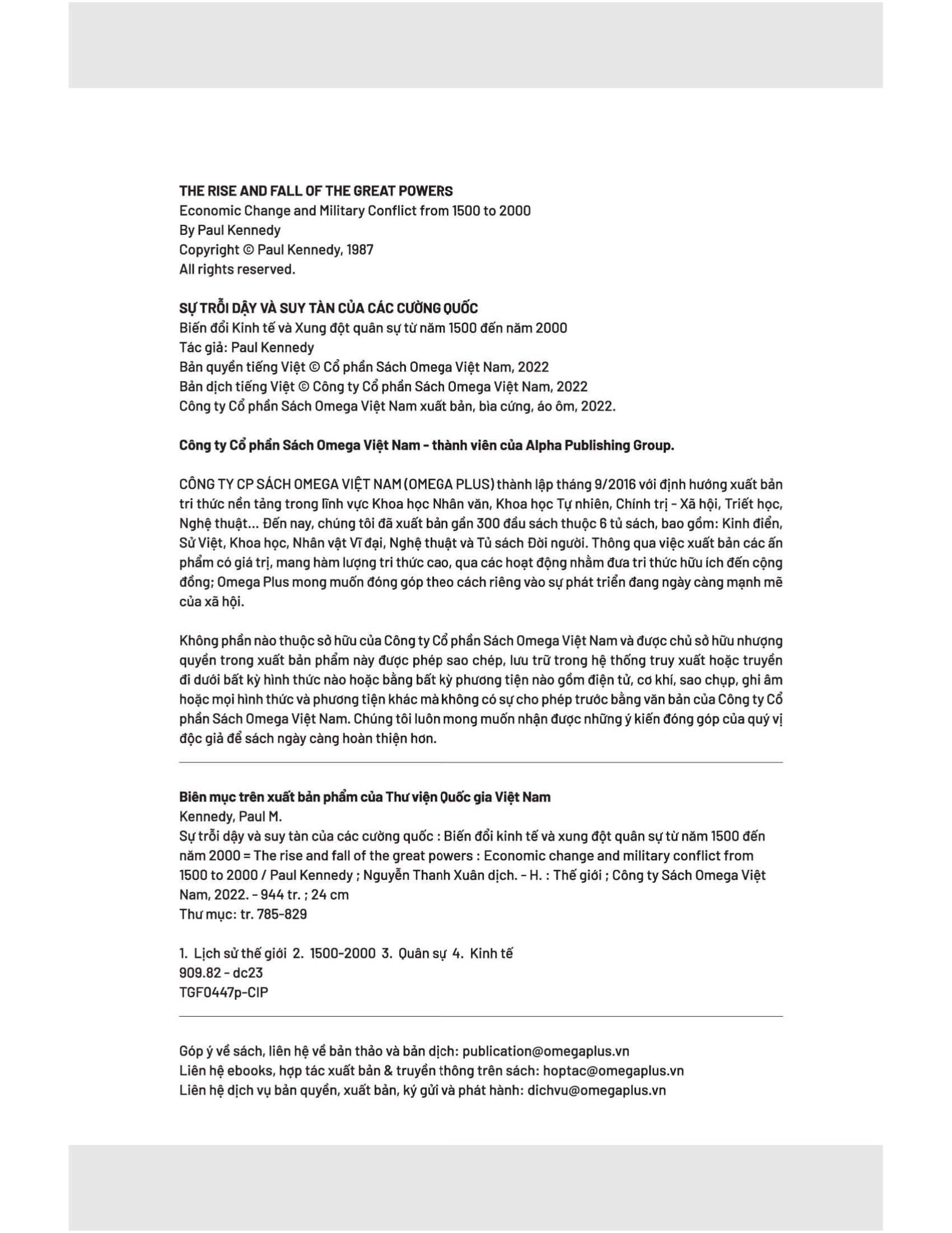 sự trỗi dậy và suy tàn của các cường quốc (tái bản 2022)