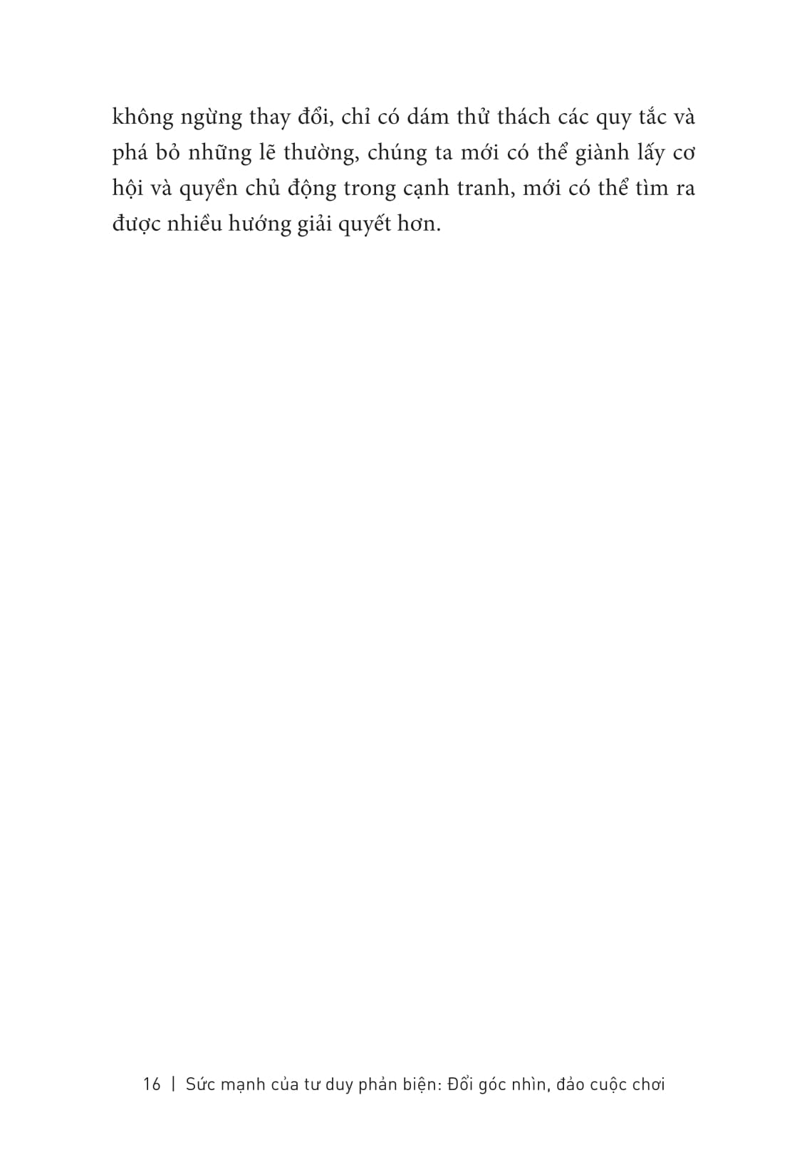 sức mạnh của tư duy phản biện - đổi góc nhìn - đảo cuộc chơi