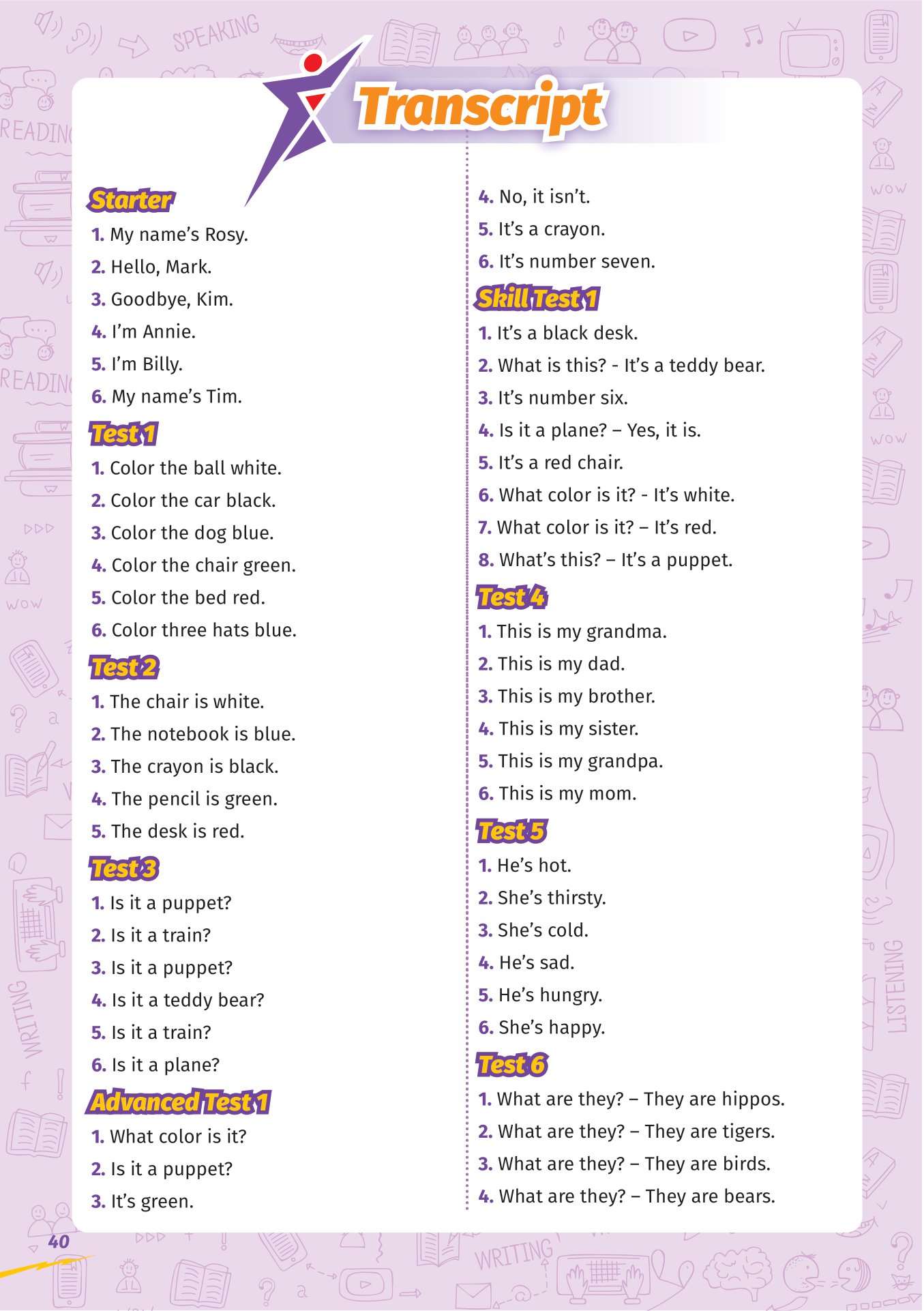 super test - đề kiểm tra nhanh tiếng anh cho học sinh lớp 1