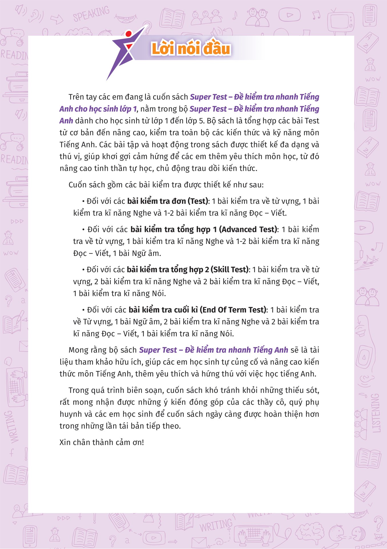 super test - đề kiểm tra nhanh tiếng anh cho học sinh lớp 1