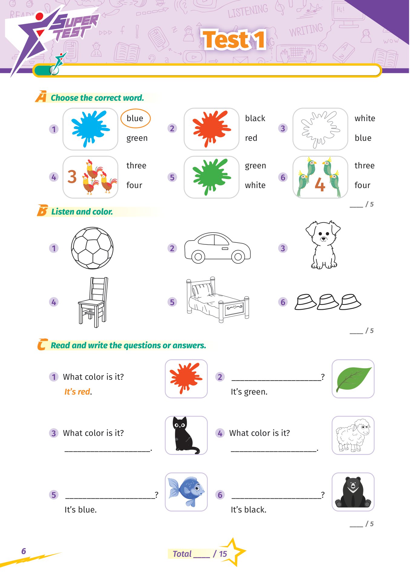 super test - đề kiểm tra nhanh tiếng anh cho học sinh lớp 1