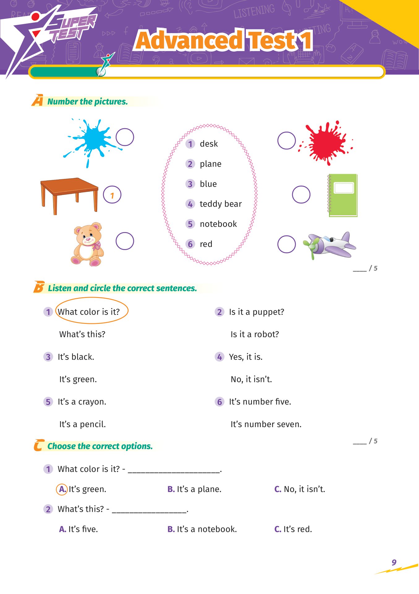 super test - đề kiểm tra nhanh tiếng anh cho học sinh lớp 1