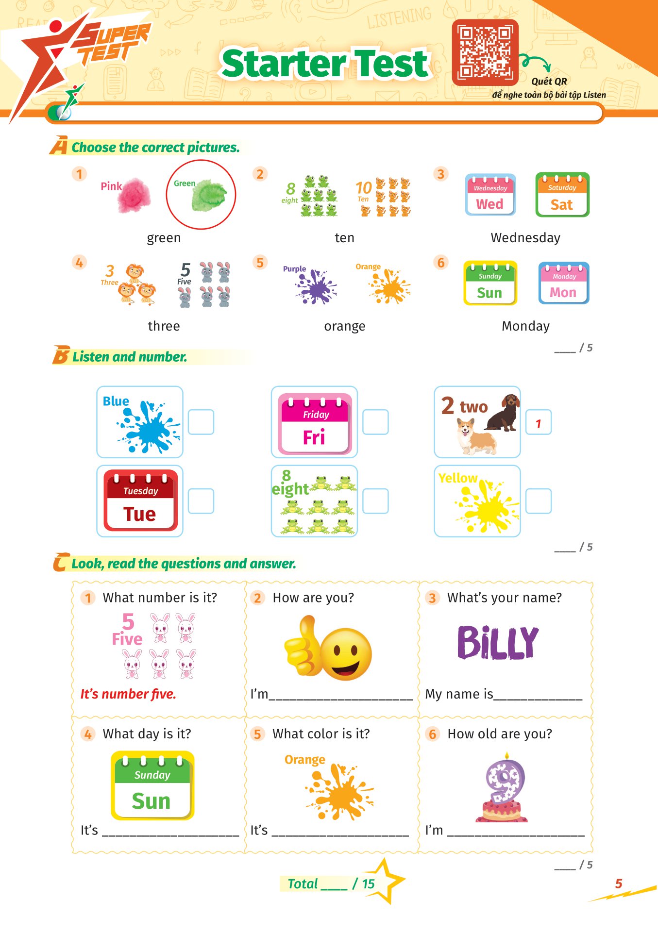 super test - đề kiểm tra nhanh tiếng anh cho học sinh lớp 2