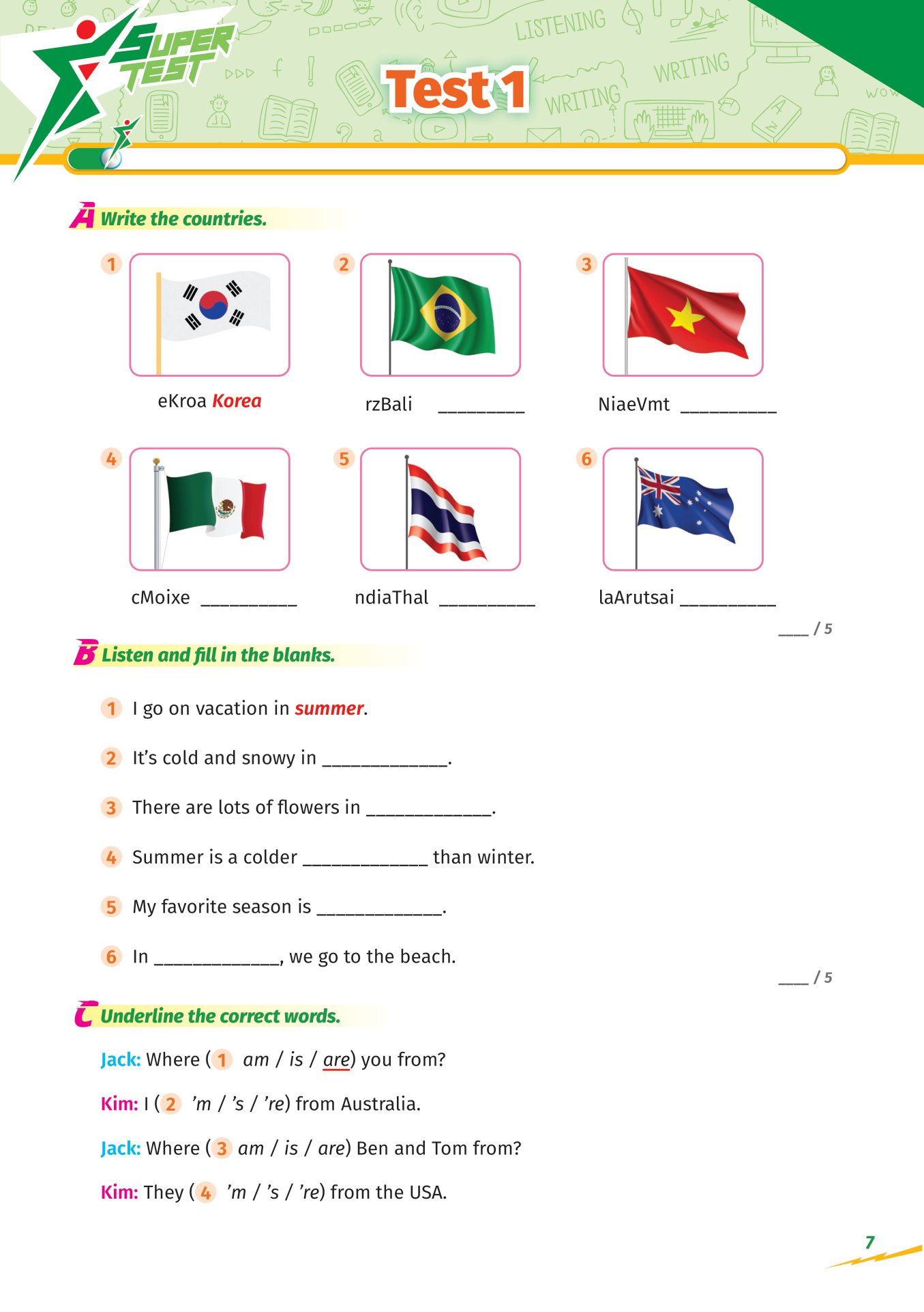 super test - đề kiểm tra nhanh tiếng anh cho học sinh lớp 4