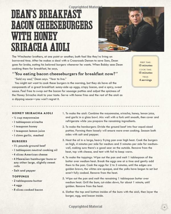 supernatural: the official cookbook: burgers, pies and other (science fiction fantasy)