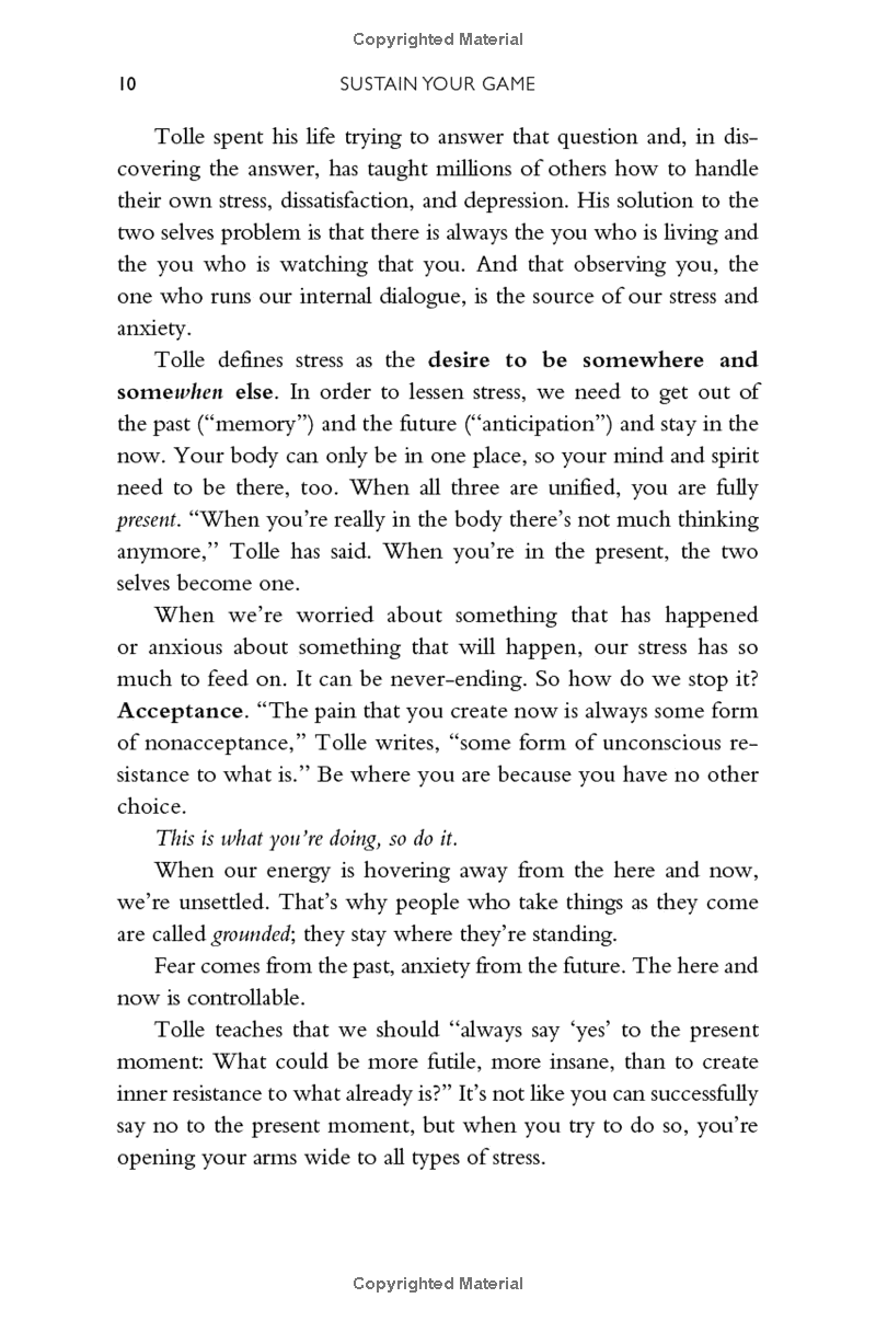 sustain your game: high performance keys to manage stress, avoid stagnation, and beat burnout