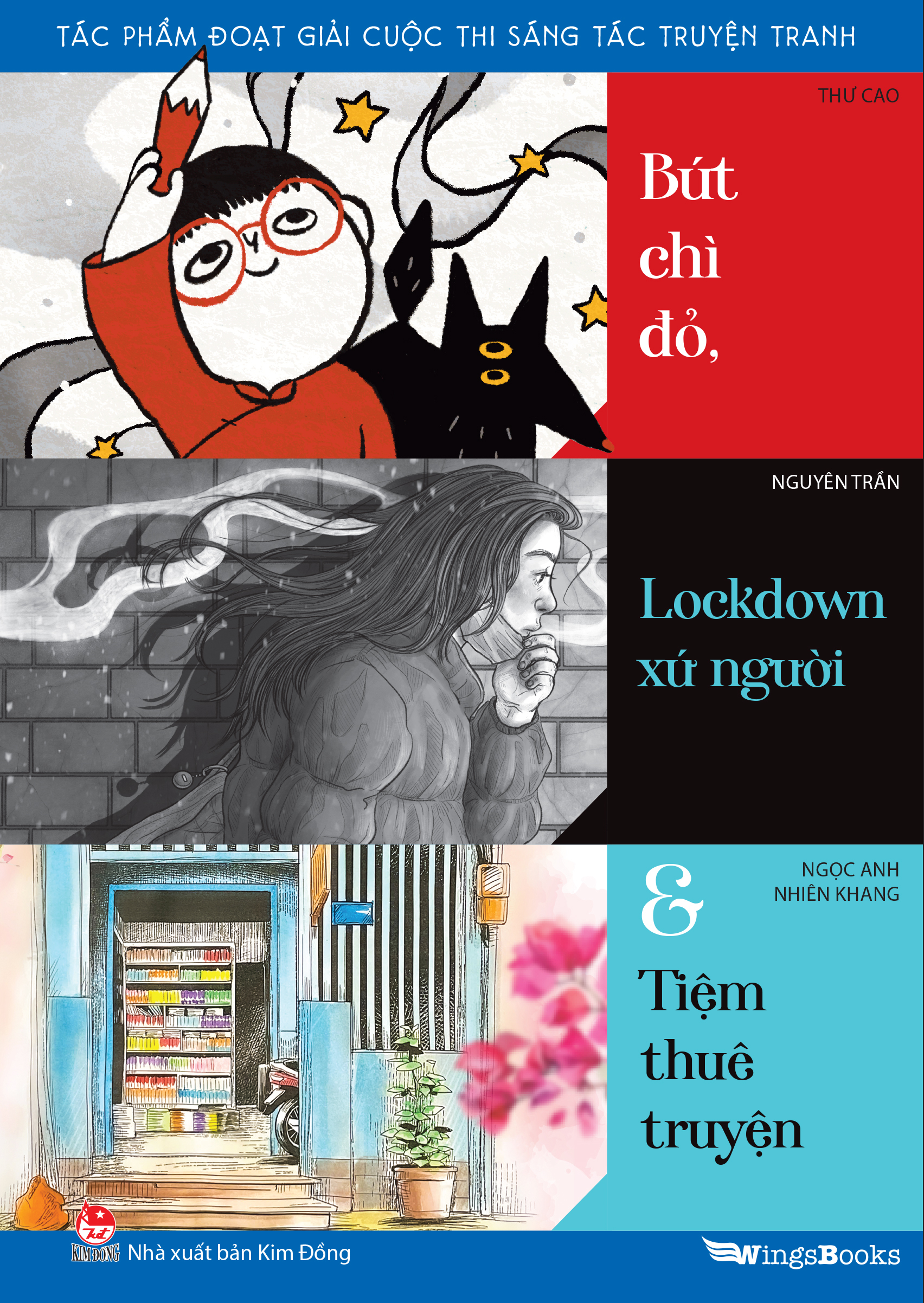 tác phẩm đoạt giải cuộc thi sáng tác truyện tranh - bút chì đỏ, lockdown xứ người và tiệm thuê truyện - tặng kèm postcard