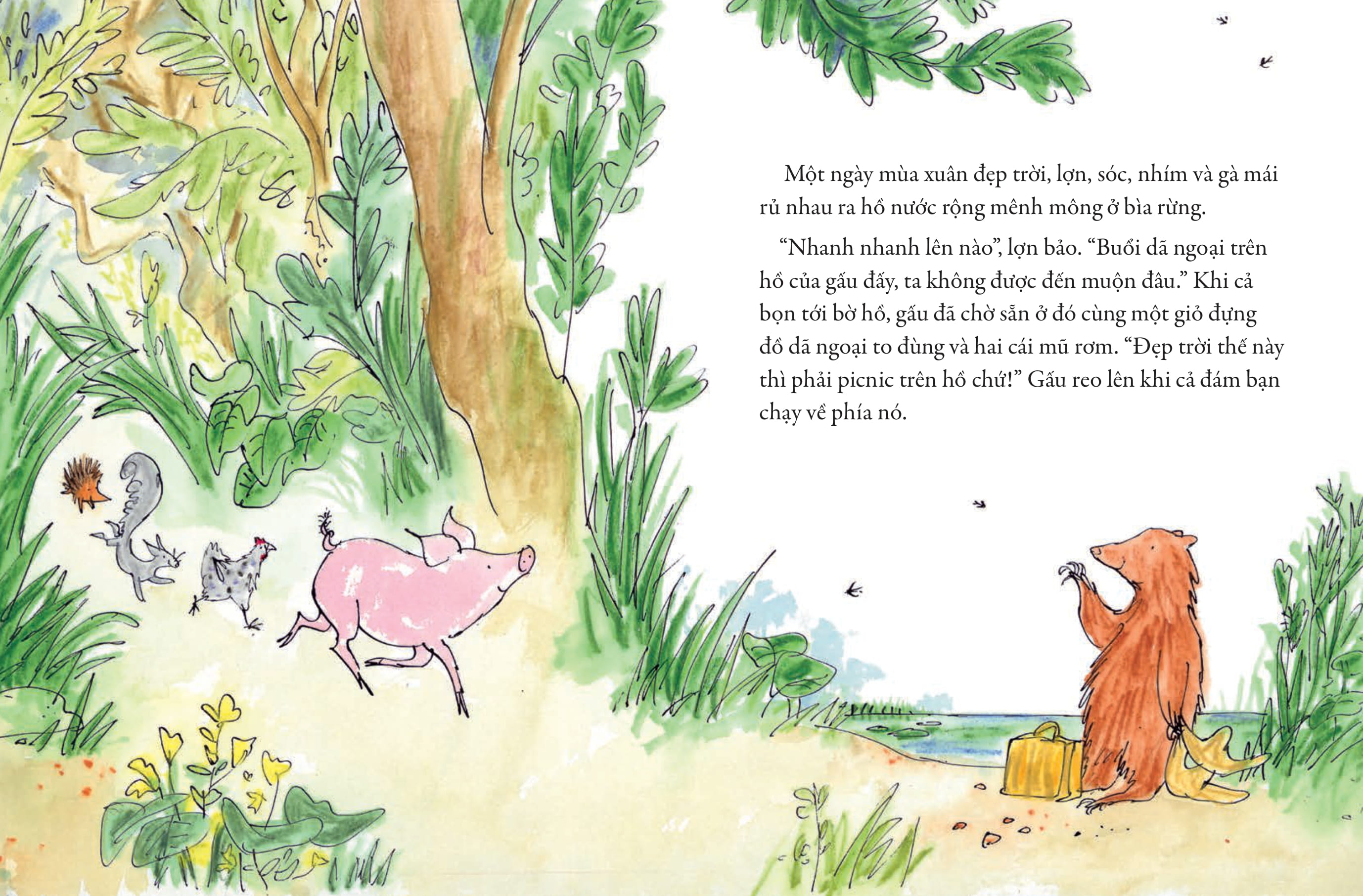 tác phẩm kinh điển của quentin blake - buổi picnic trên hồ của gấu
