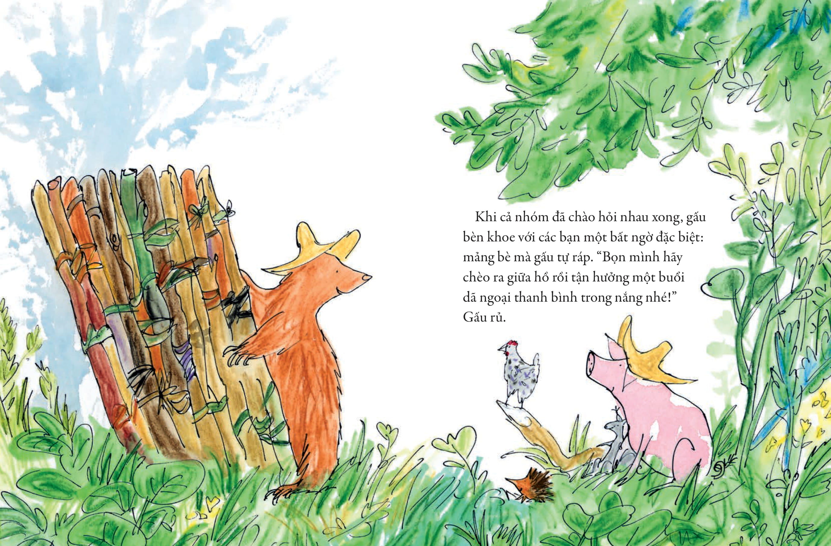 tác phẩm kinh điển của quentin blake - buổi picnic trên hồ của gấu