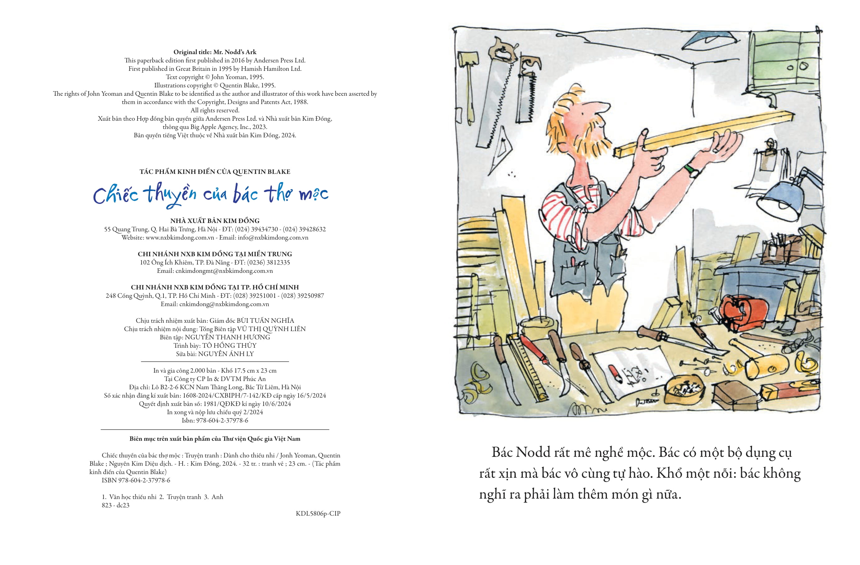 tác phẩm kinh điển của quentin blake - chiếc thuyền của bác thợ mộc