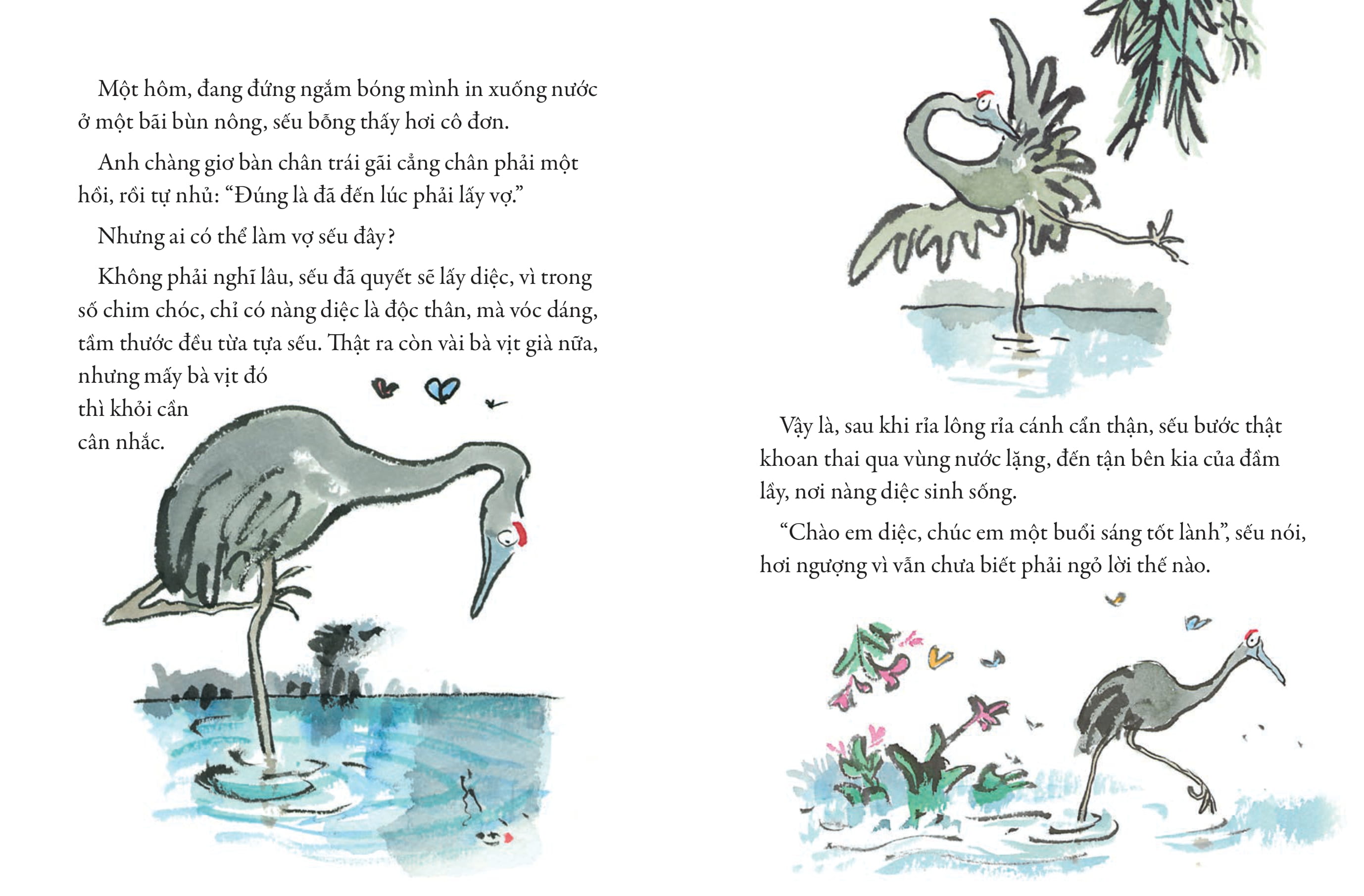 tác phẩm kinh điển của quentin blake - diệc và sếu