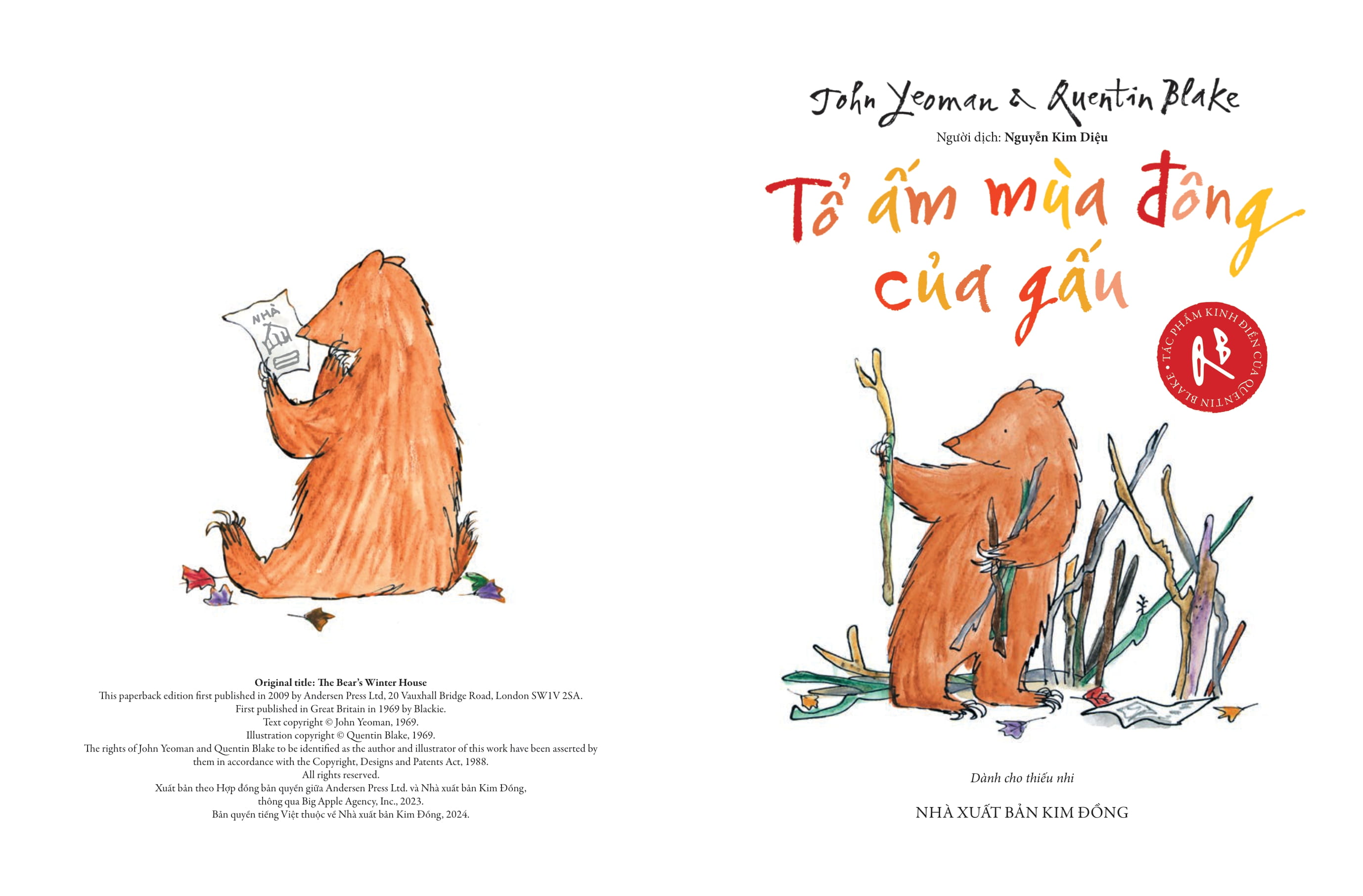 tác phẩm kinh điển của quentin blake - tổ ấm mùa đông của gấu