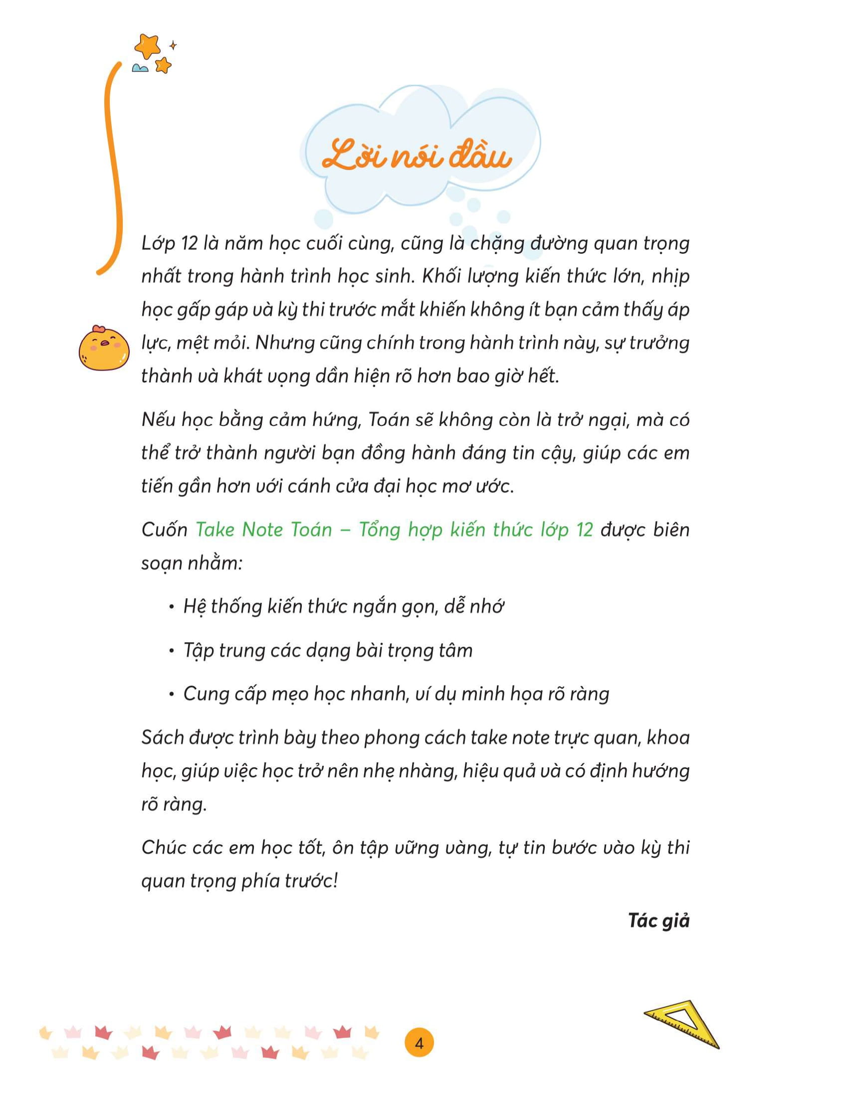 Take Note Toan -Tong Hop Kien Thuc Hieu Nhanh, Nho Lau - Lop 12