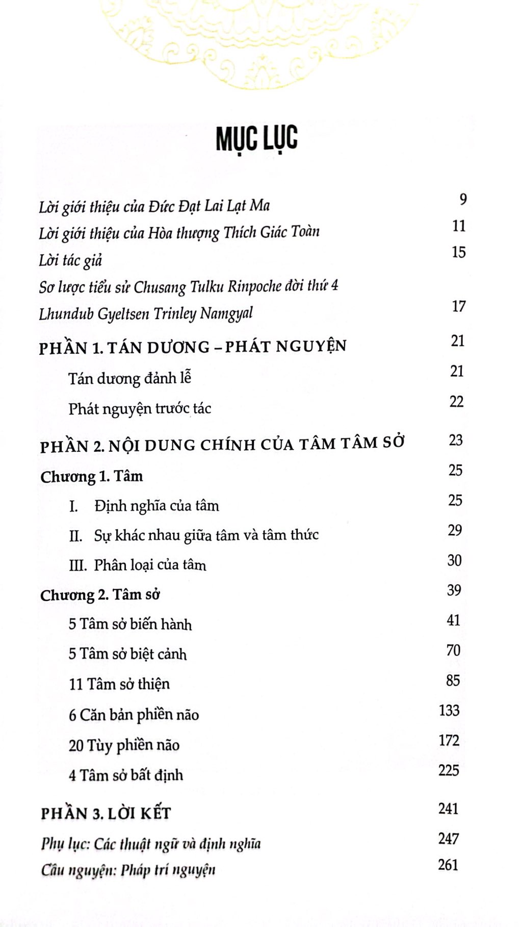 tâm - tâm sở - gương sáng quang minh