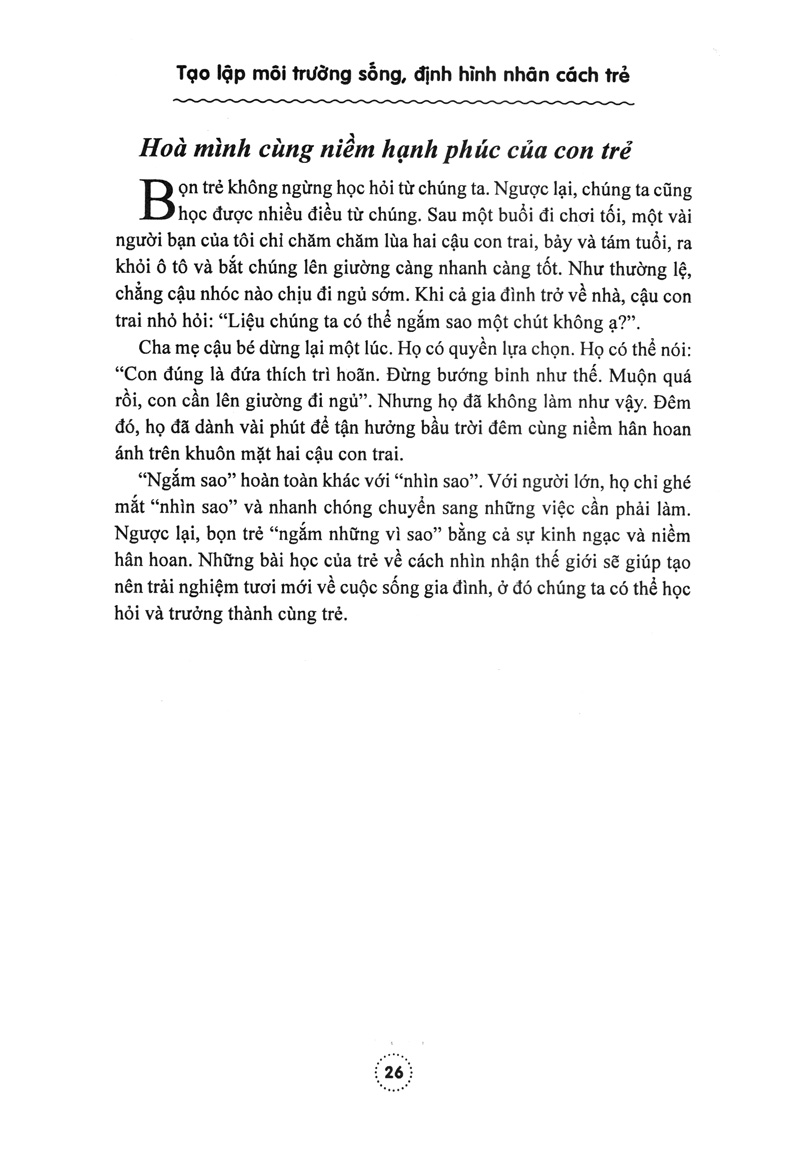 tạo lập môi trường sống định hình nhân cách trẻ