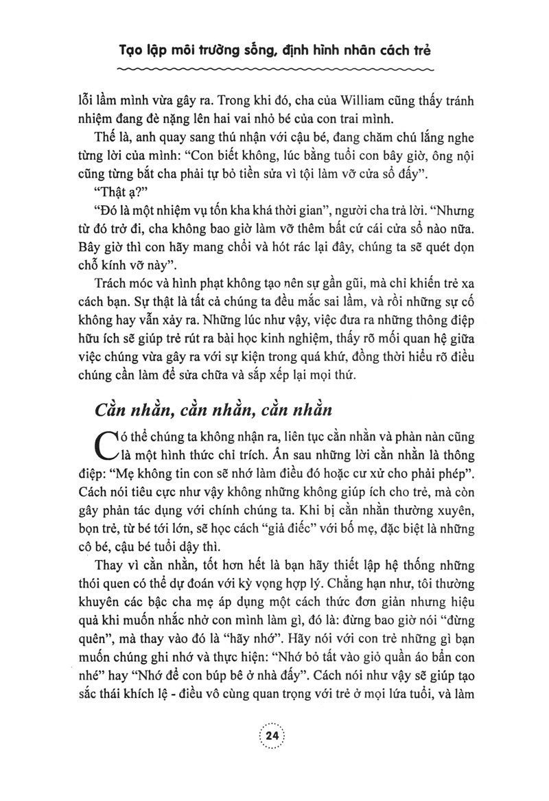 tạo lập môi trường sống định hình nhân cách trẻ