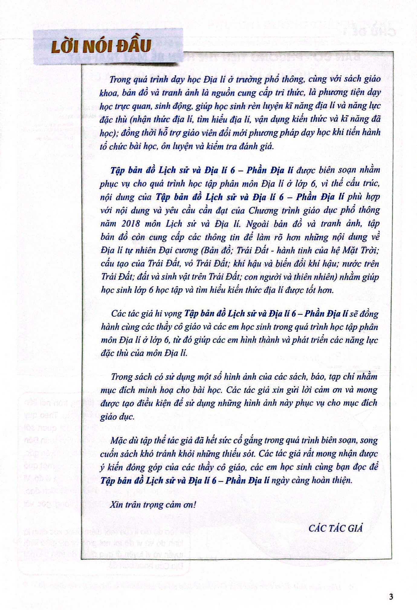 tập bản đồ lịch sử và địa lí 6 - phần địa lí (theo chương trình giáo dục phổ thông năm 2018)